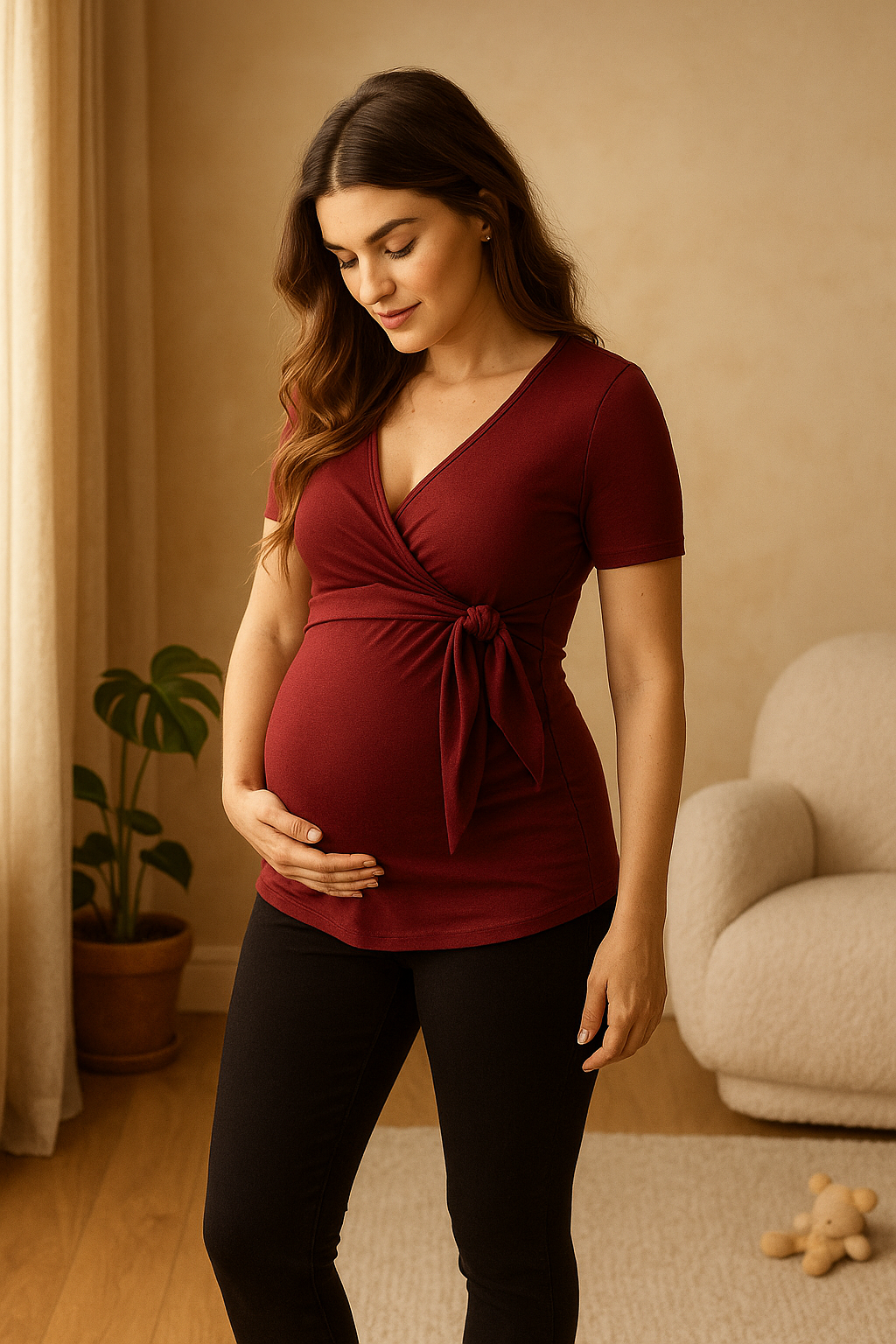 Side Knot Nursing Tank – Soft Cotton Blend for Pregnancy & Postpartum