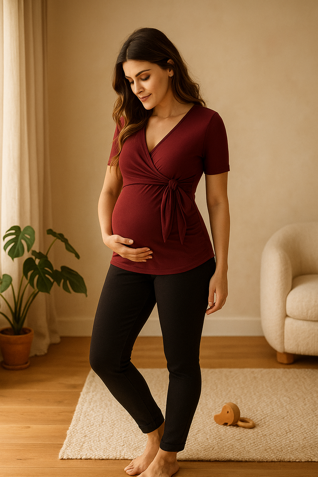 Side Knot Nursing Tank – Soft Cotton Blend for Pregnancy & Postpartum