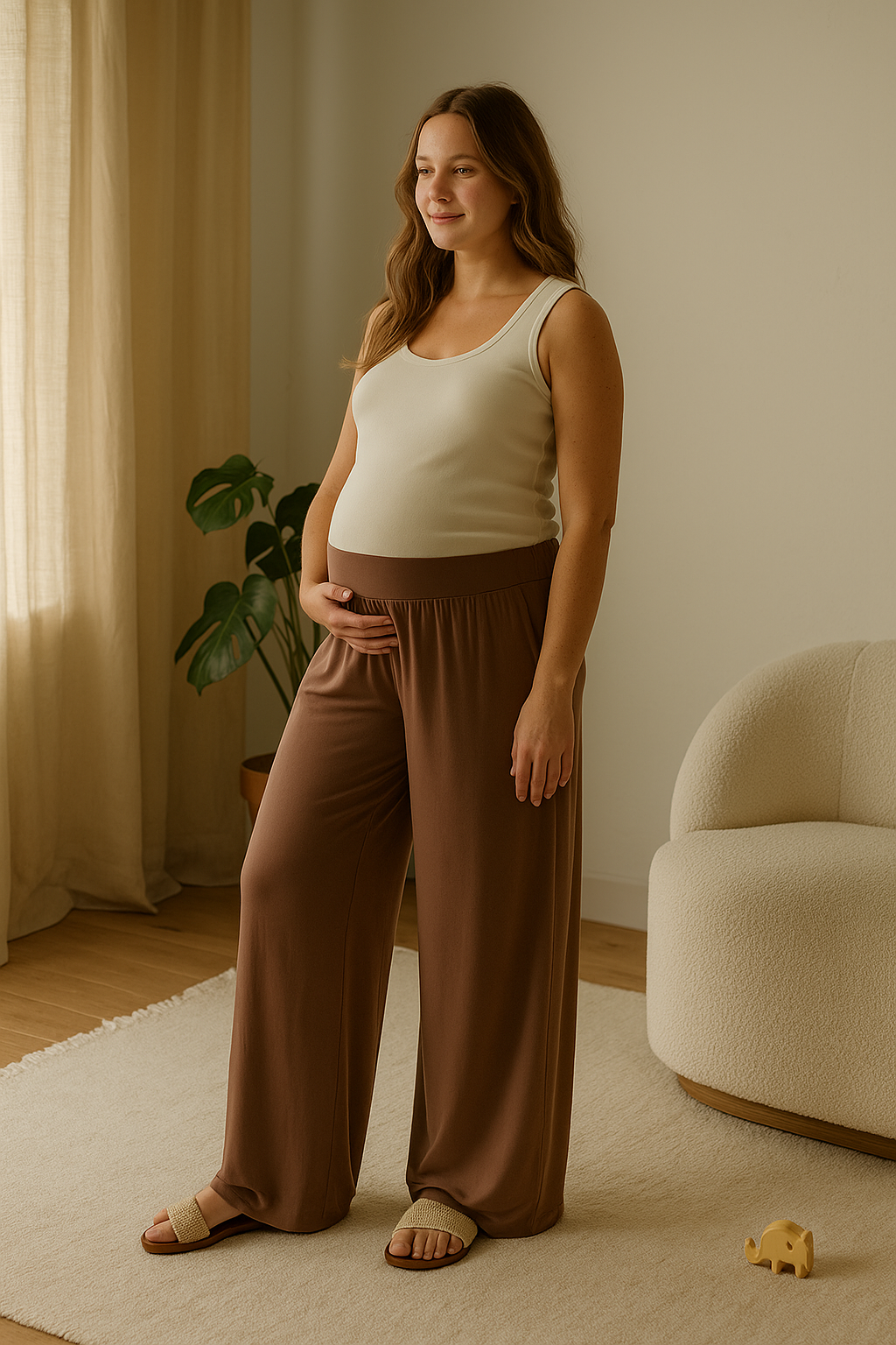 Mousse Bamboo Lounge Pants – Wide Leg Comfort with Stretch Waist & Pockets