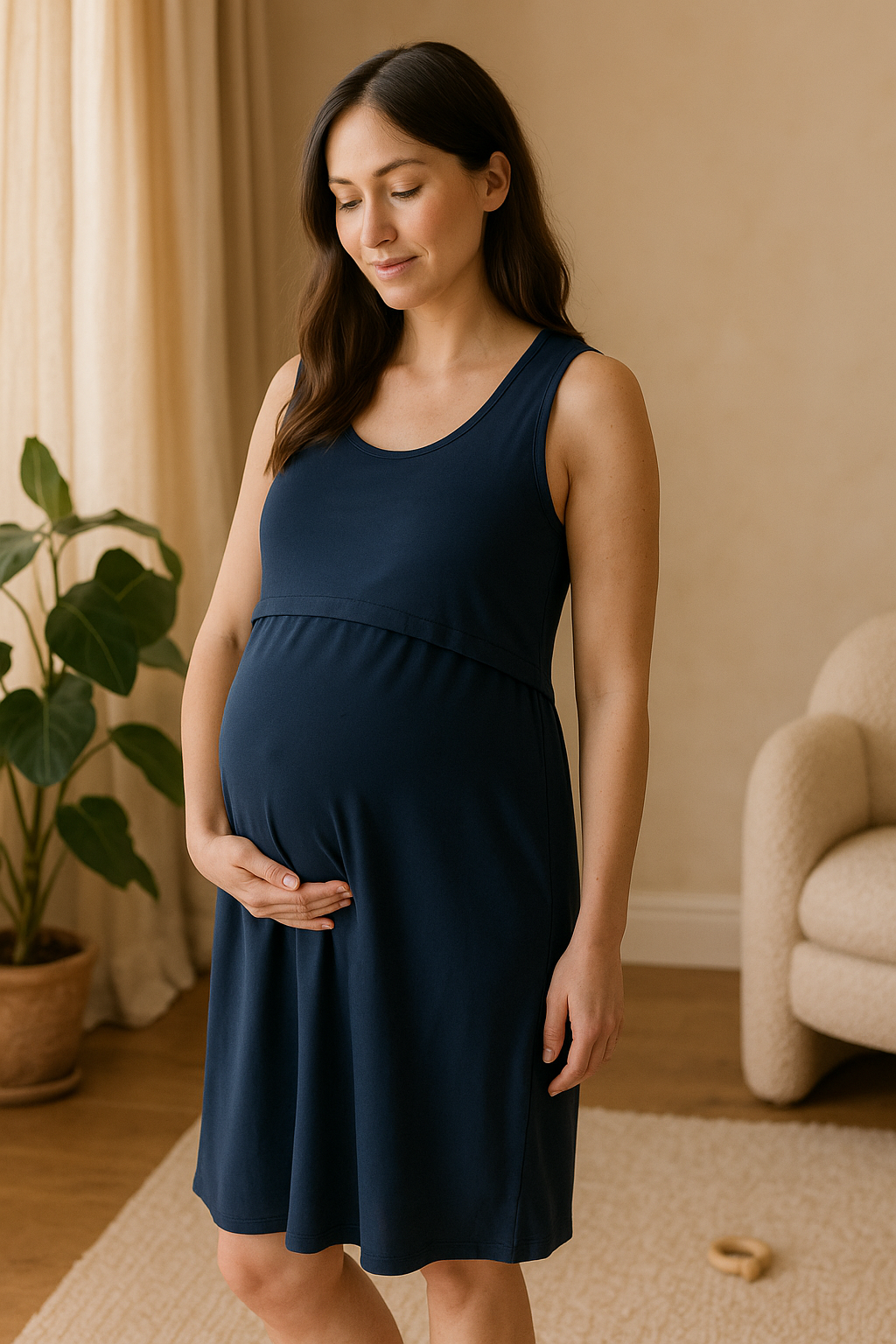 Soft A-Line Nursing Dress – Discreet Access & Everyday Calm