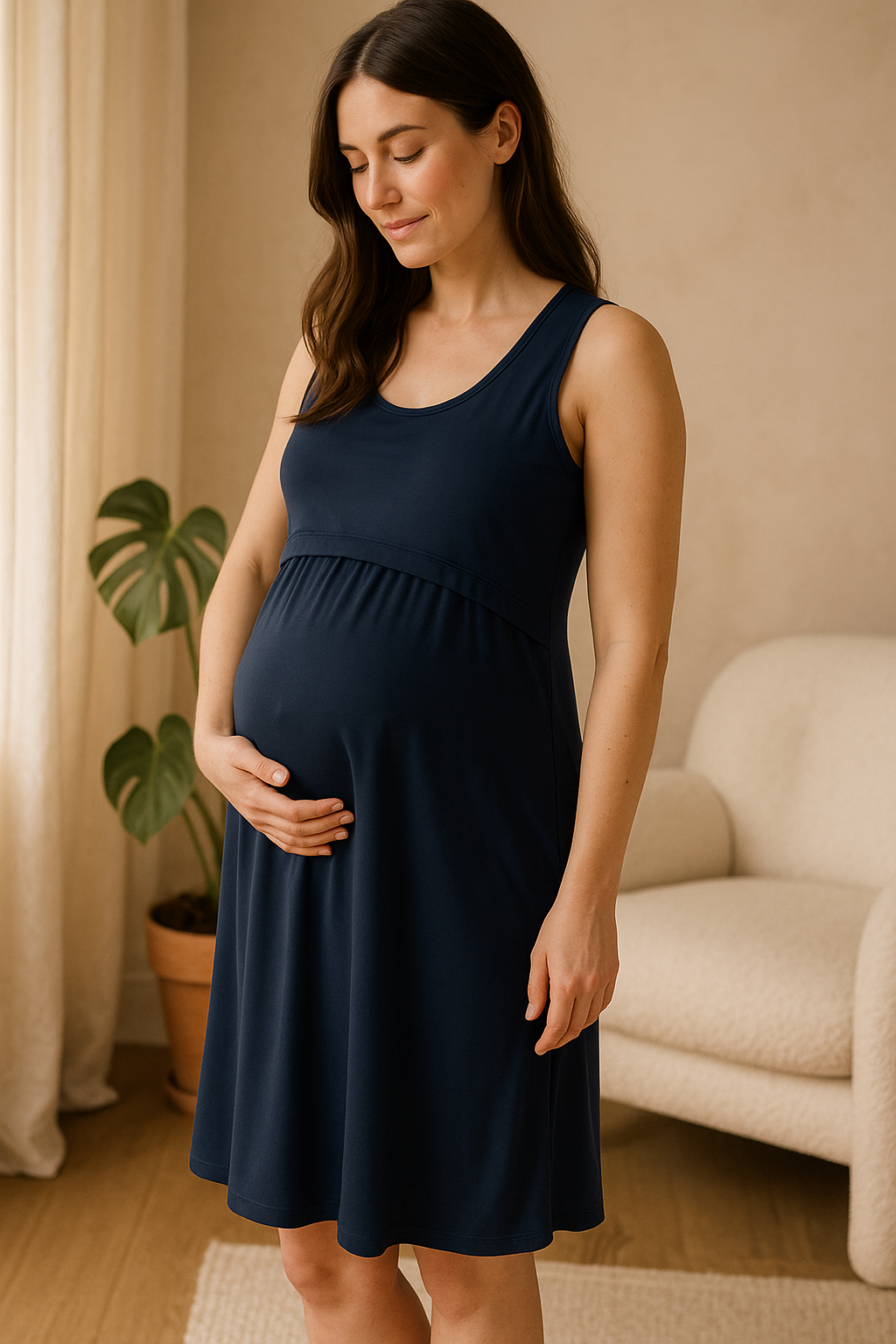 Soft A-Line Nursing Dress – Discreet Access & Everyday Calm