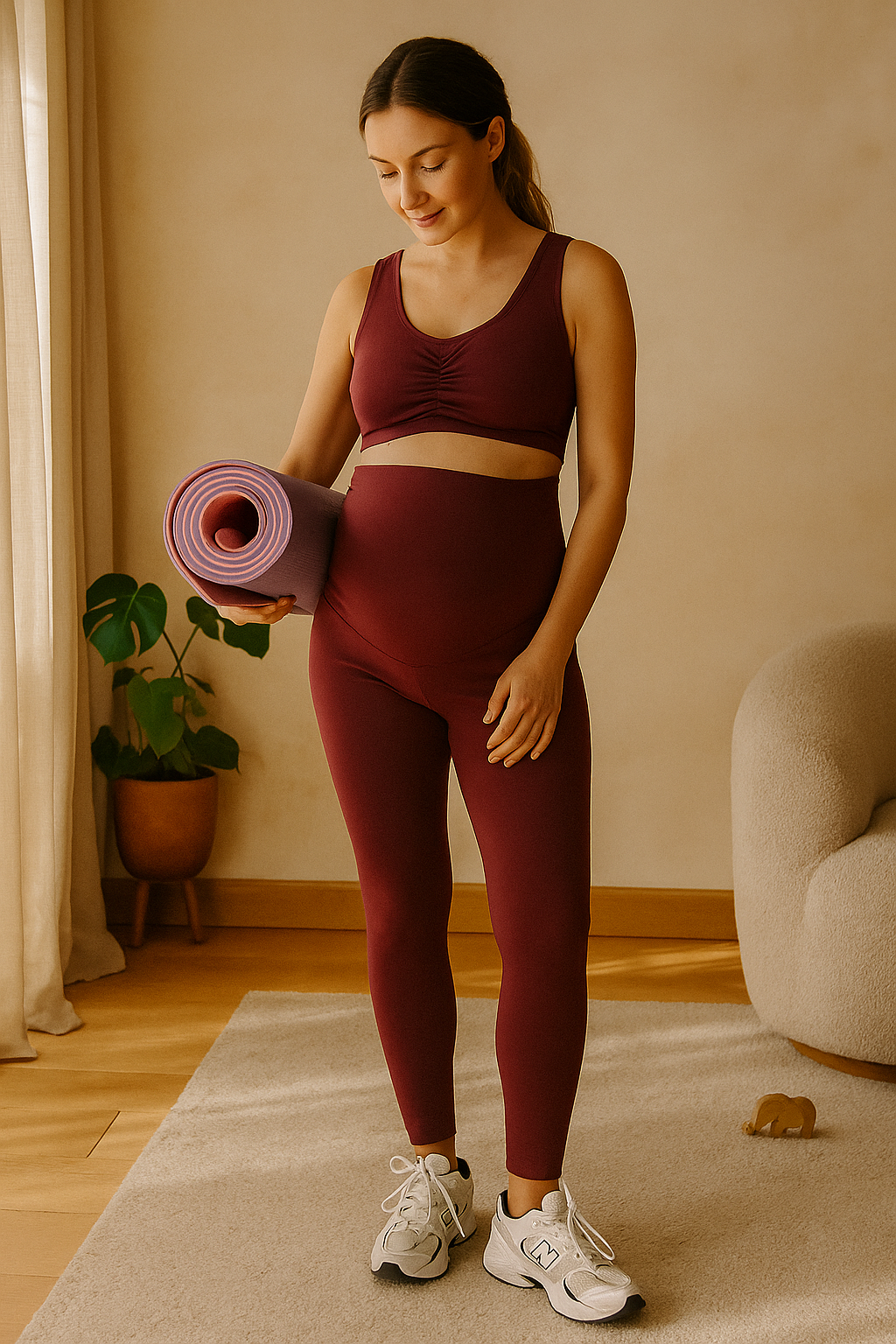 Supportive Maternity Fitness Leggings – Soft Stretch for Before & After