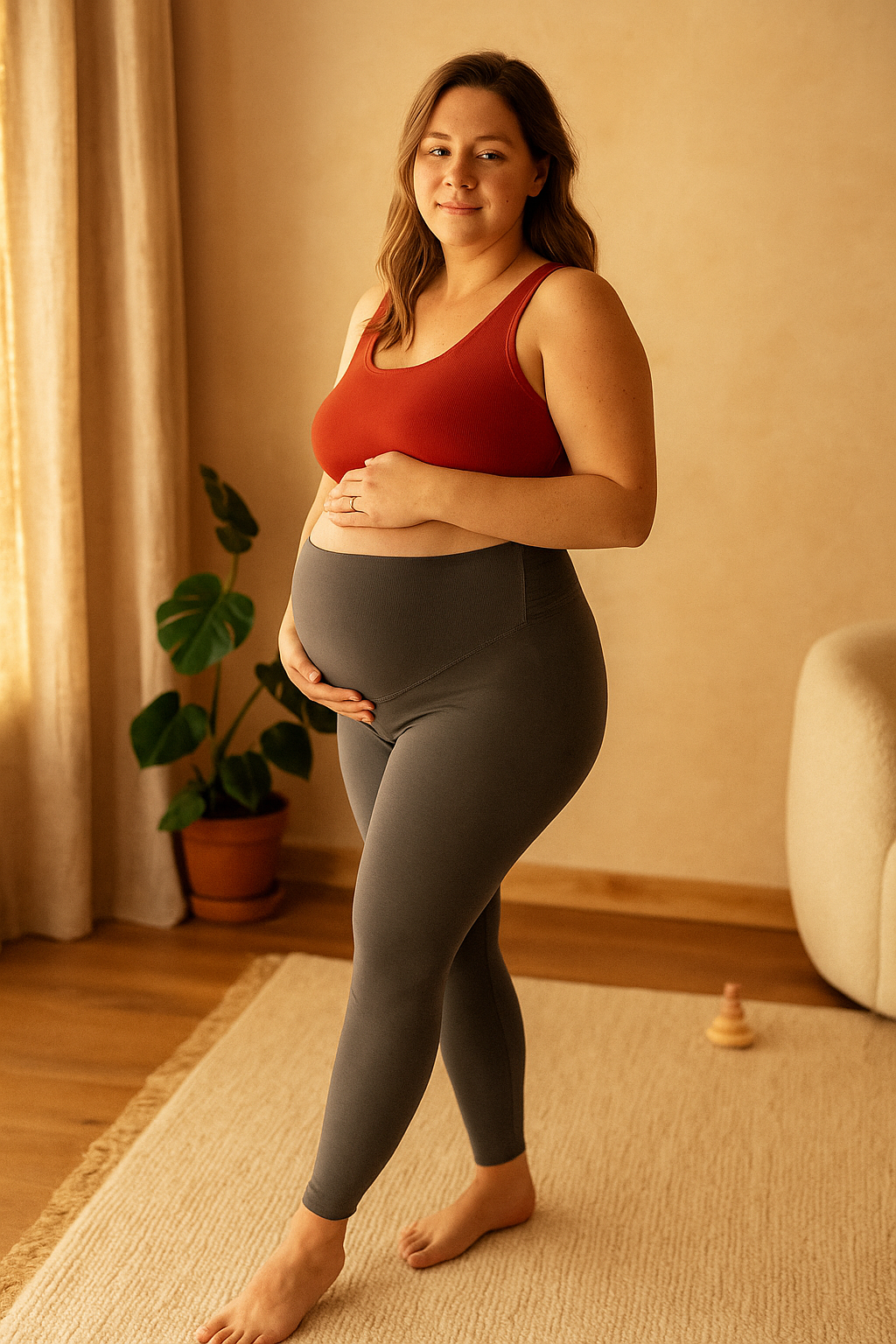 Supportive Maternity Fitness Leggings – Soft Stretch for Before & After