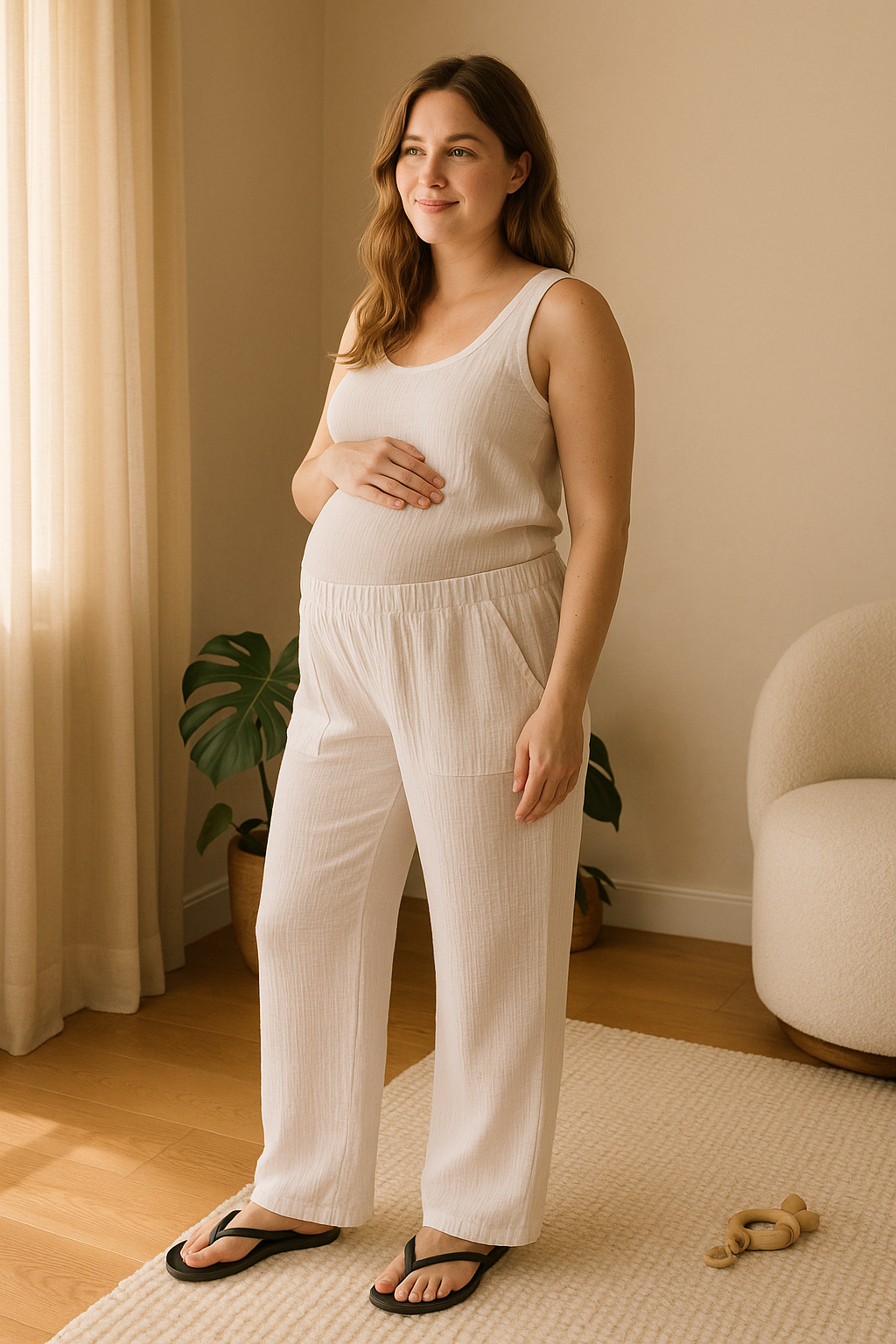 Airy Cotton Gauze Pants – Pull-On Ease for Light Summer Days