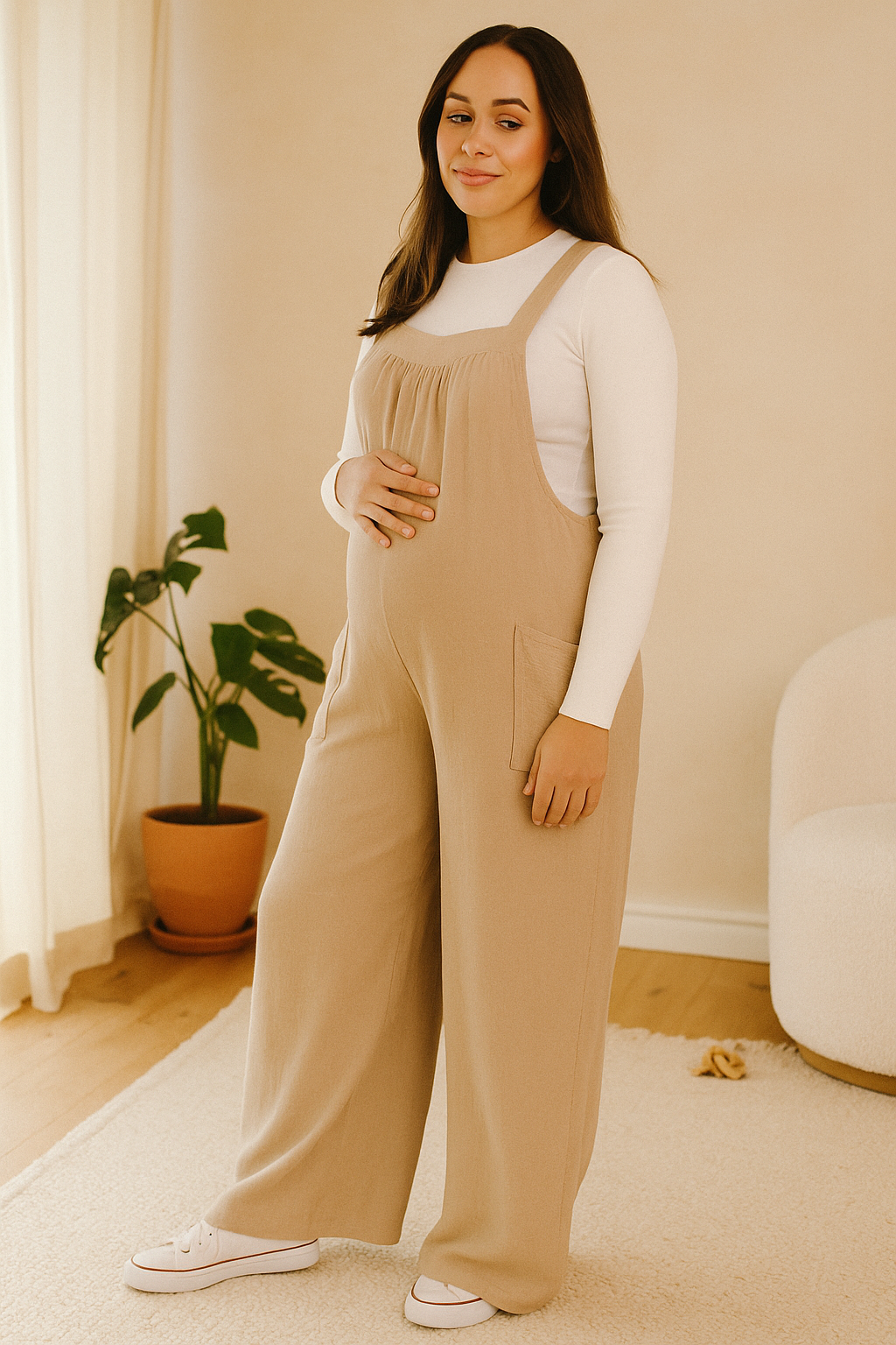 Soft Maternity Overalls – Wide-Leg Ease, Everyday Freedom