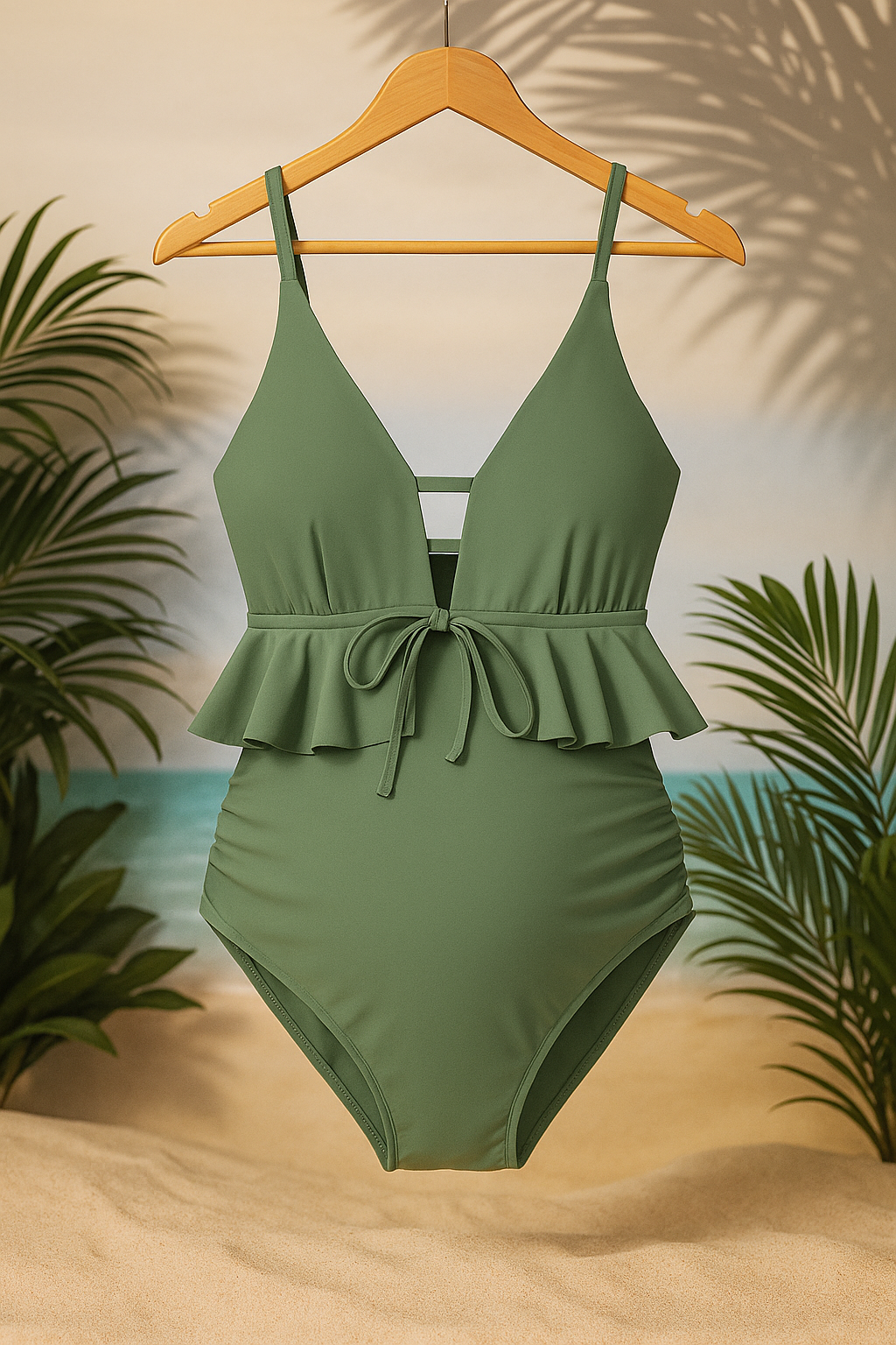 Elegant Zip-Front Maternity Swimsuit – Soft Support, Confident Ease