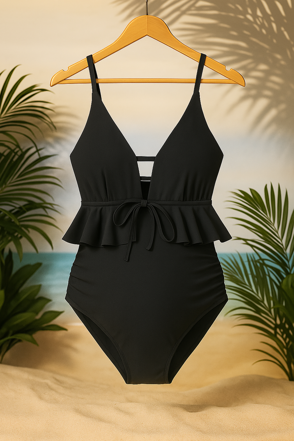 Elegant Zip-Front Maternity Swimsuit – Soft Support, Confident Ease