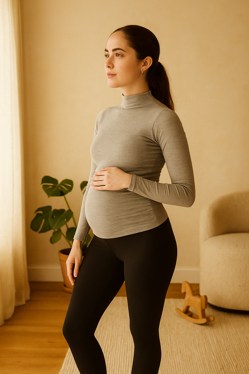 Mock Neck Long Sleeve Teaser Top with Ruching – Stretchy, Stylish Coverage for All-Day Comfort