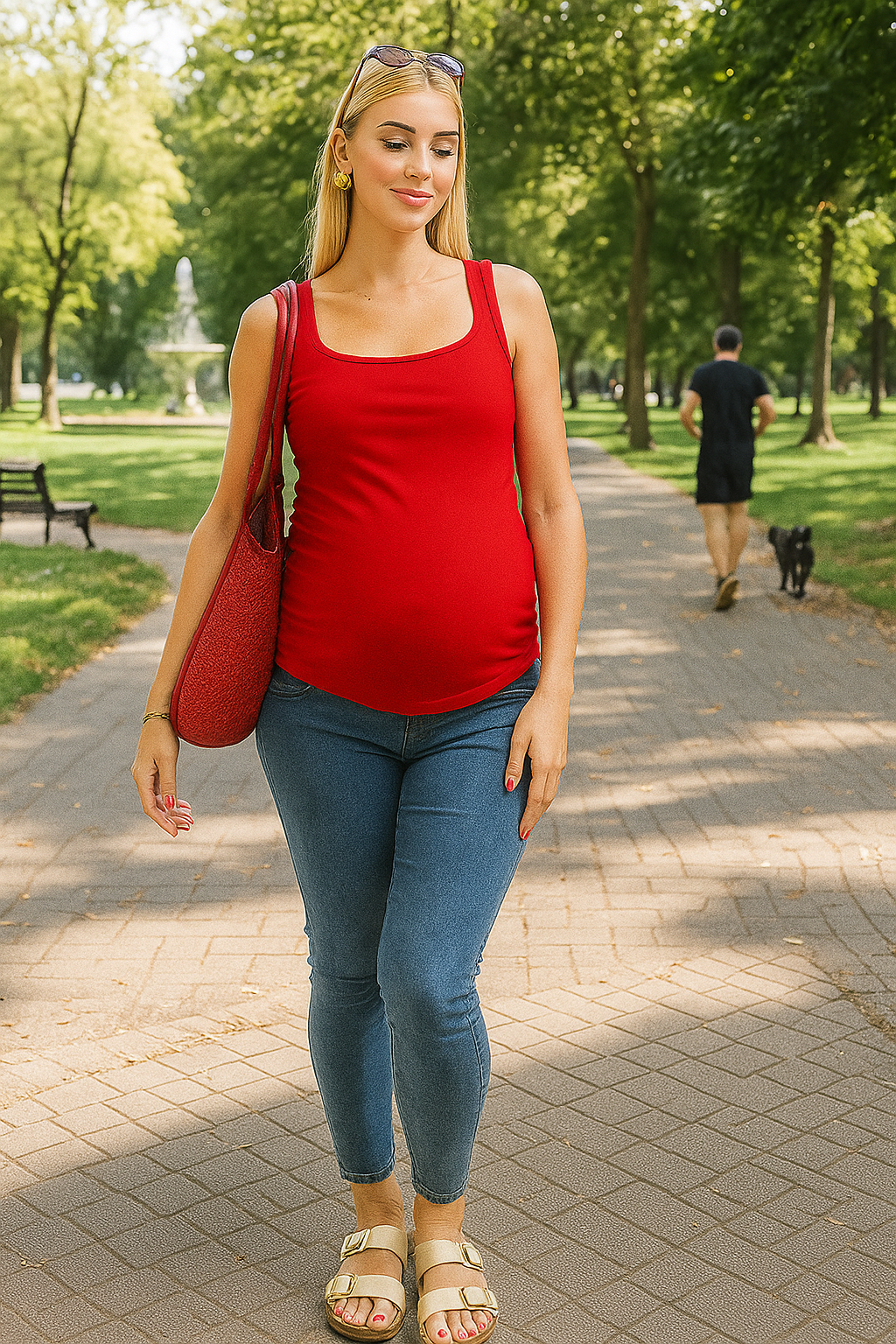 High Waist Blue Maternity Jeans – Stretchy Supportive Denim for Pregnant Women