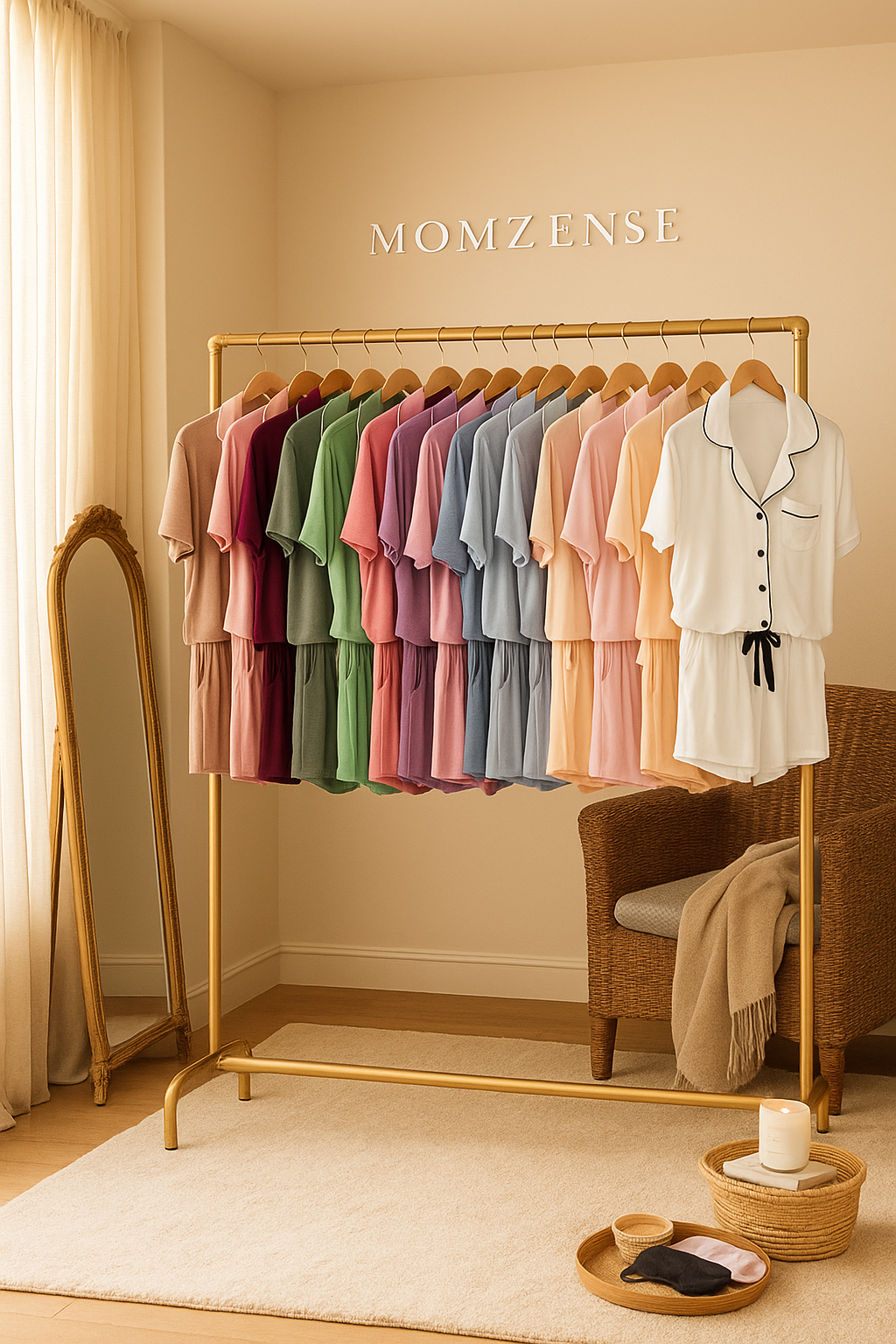 Women's Soft Modal Pajama Set – Short Sleeve Top & Shorts with Pockets