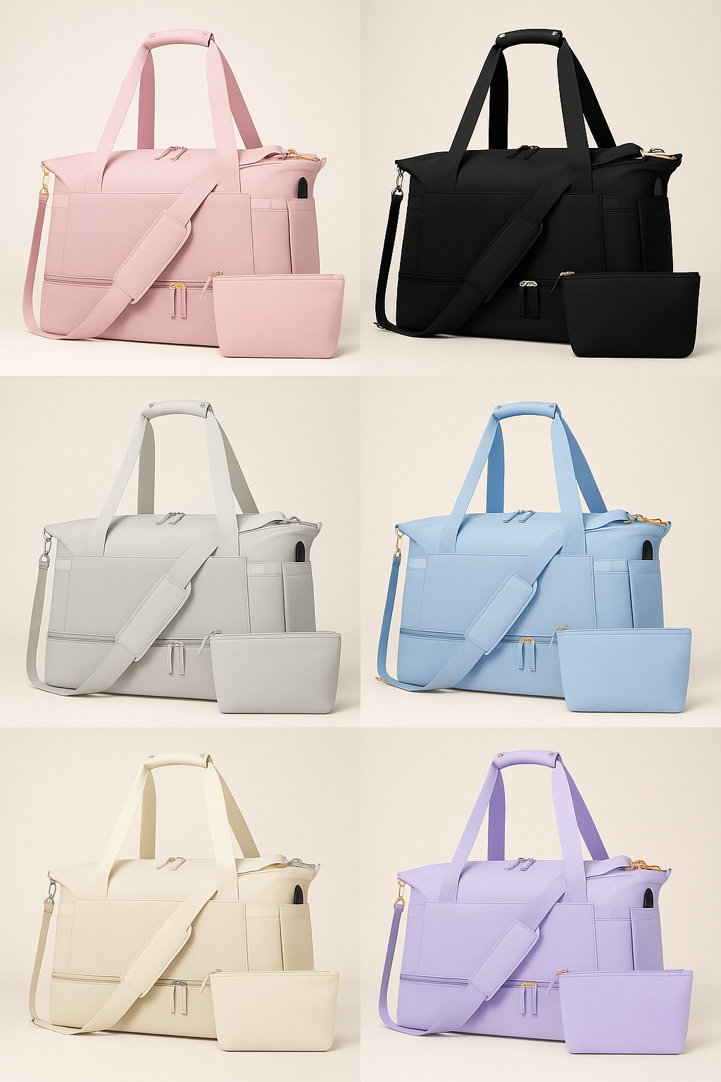 Stylish Multi-Purpose Duffle Bag with USB Charging Port – Waterproof, Shoe Compartment, & Diaper Bag Function