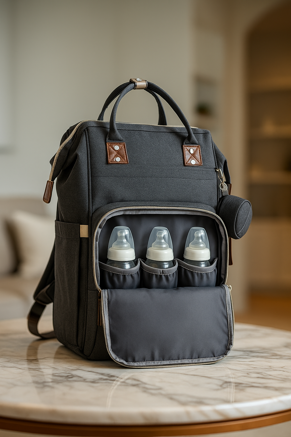 Large Capacity Waterproof Diaper Backpack with USB Port – Stylish & Versatile Baby Bag for Moms on the Go