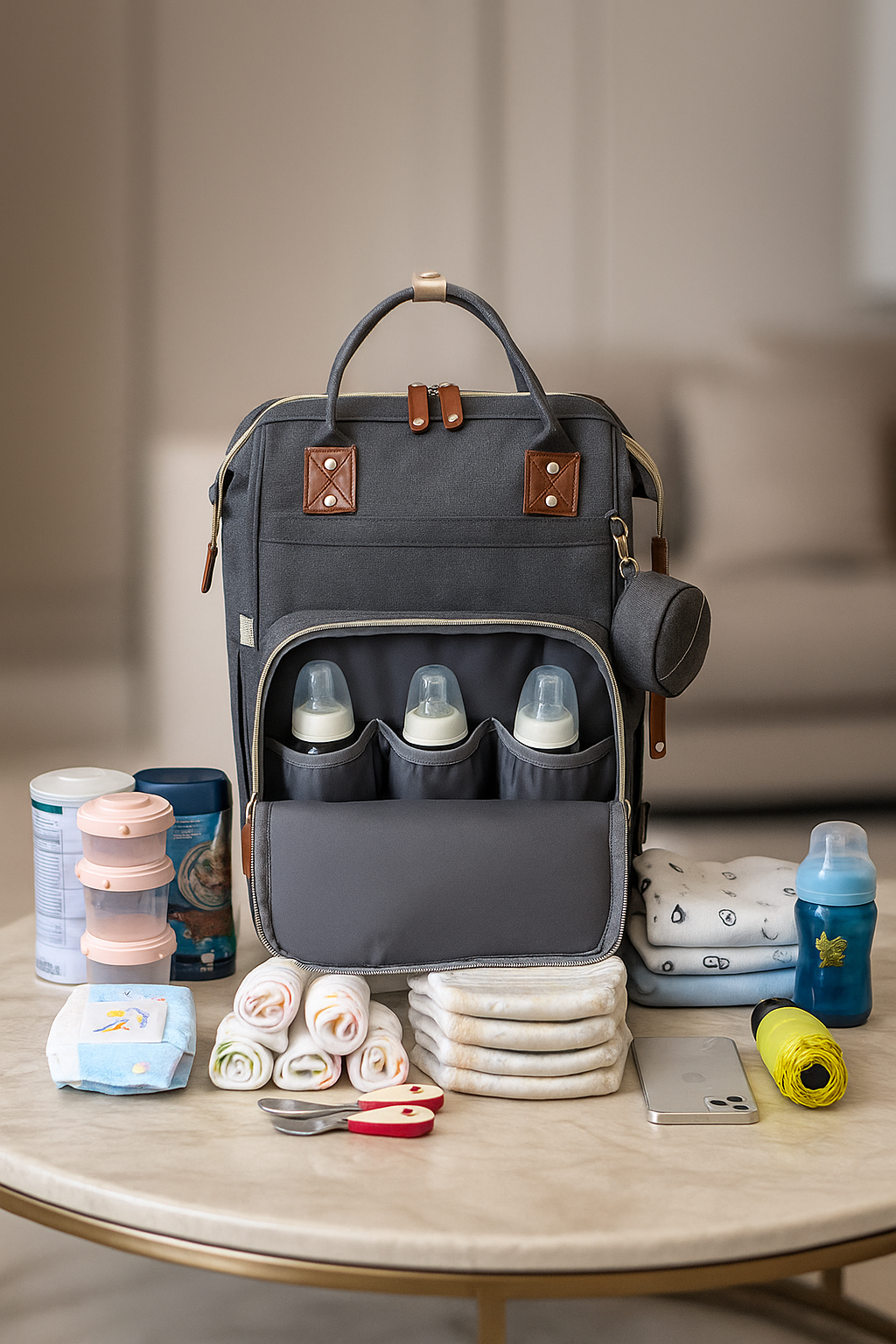 Large Capacity Waterproof Diaper Backpack with USB Port – Stylish & Versatile Baby Bag for Moms on the Go