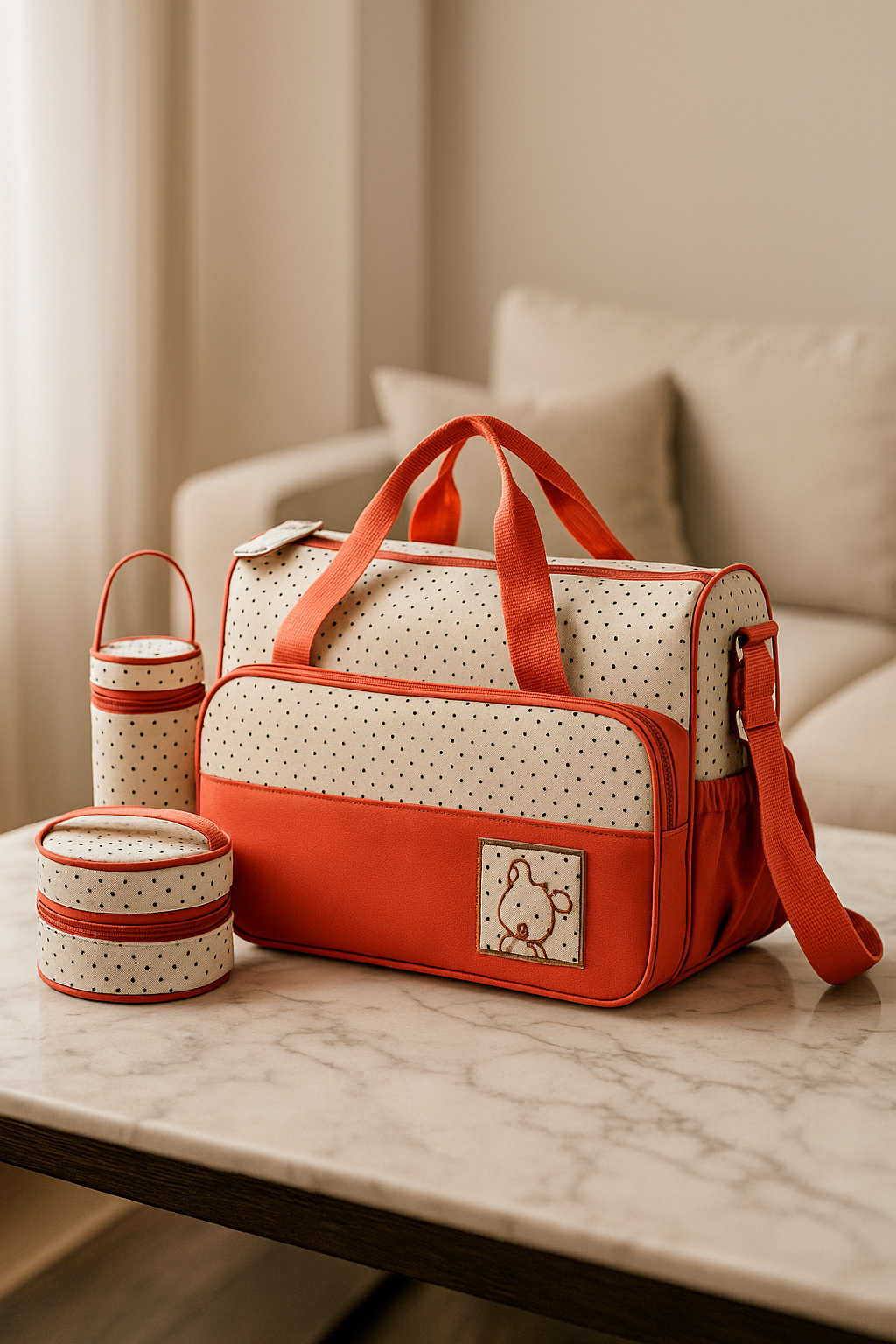 Oxford Cloth 4-Piece Diaper Bag Set – Large Tote, Small Tote, Bottle Bag & Meal Bag for Moms on the Go