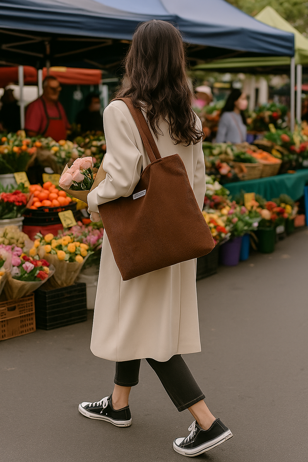 Corduroy Two Piece Tote and Sling Bag Set