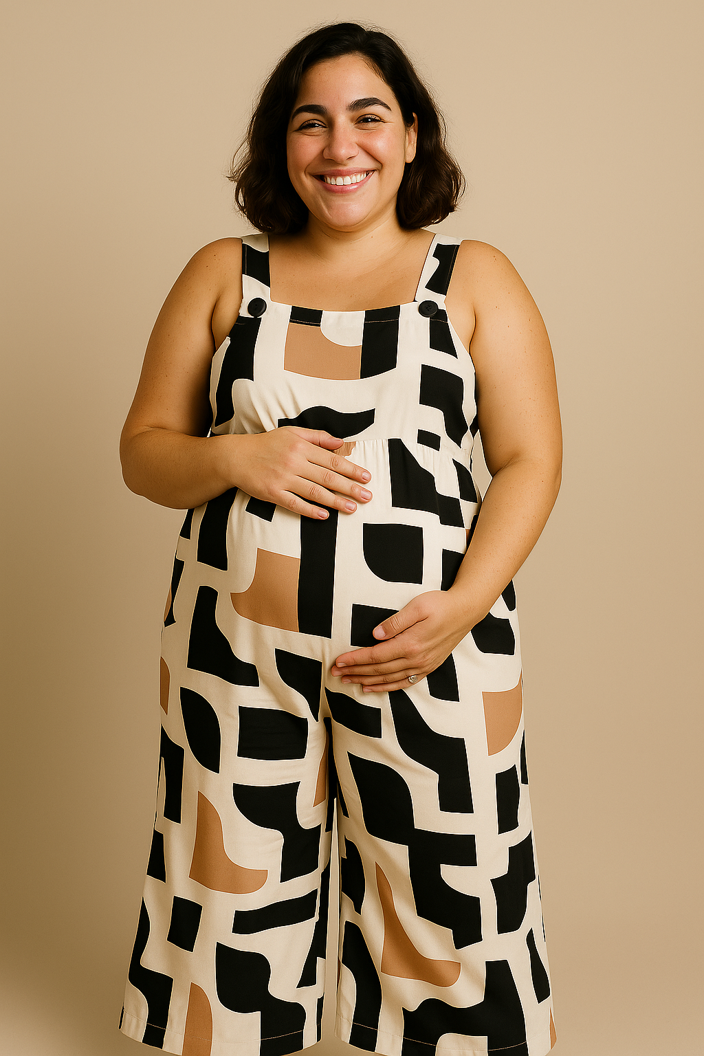 Funky Printed Wide Leg Jumpsuit with Pockets White