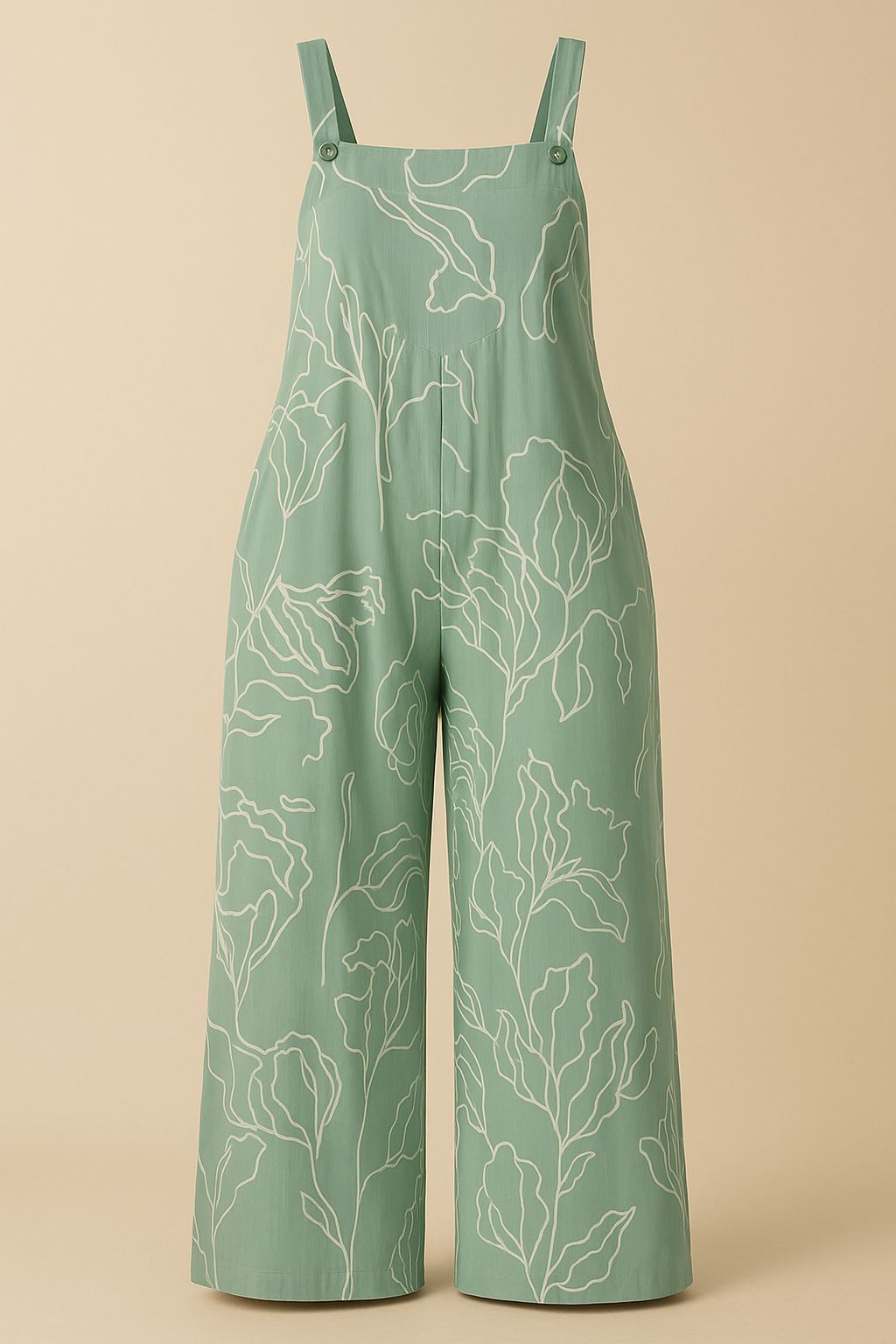 Funky Printed Wide Leg Jumpsuit with Pockets Green