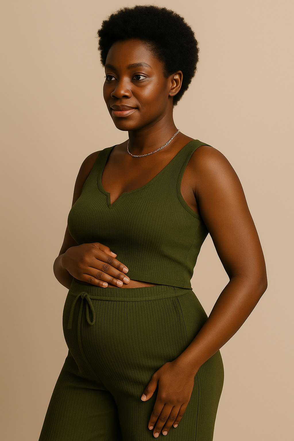 Maternity Pajama Set Sleeveless Top Elastic Waist Pants