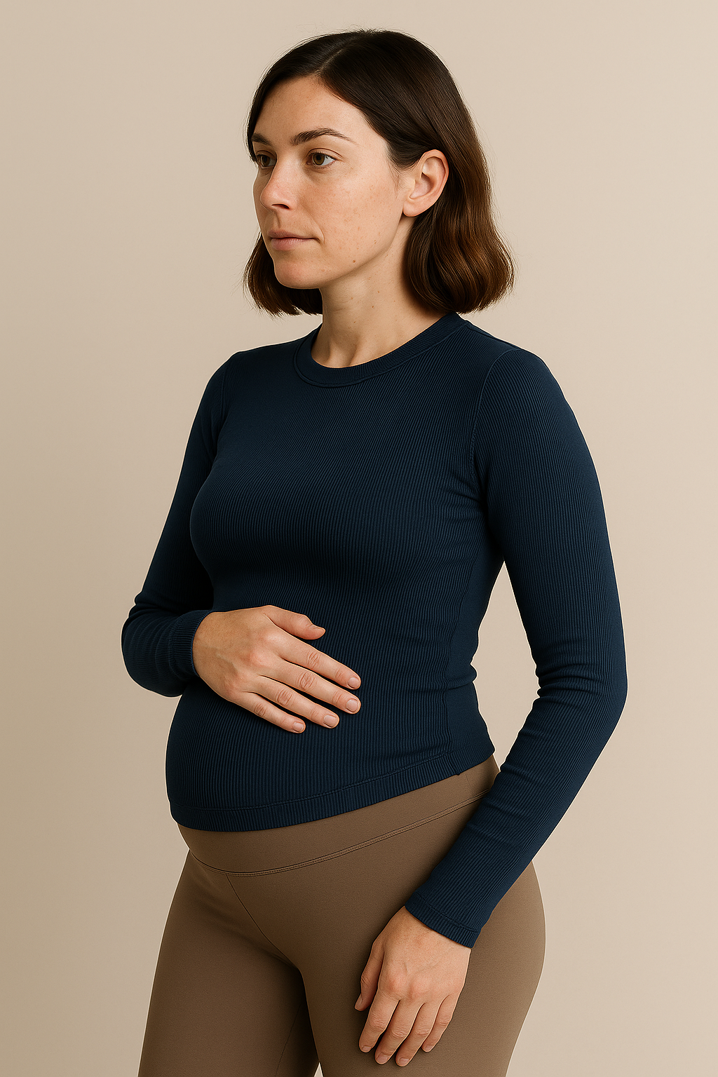 Long Sleeve Teaser Top with Ruching Stretchy Blue