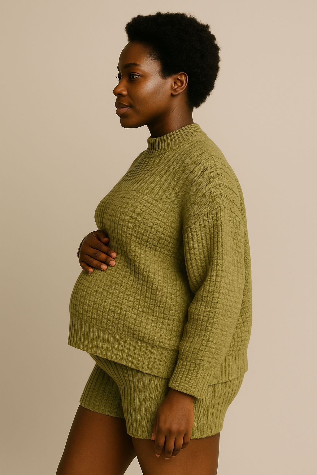 Olive Organic Cotton Sweater Oversized Eco Friendly Set