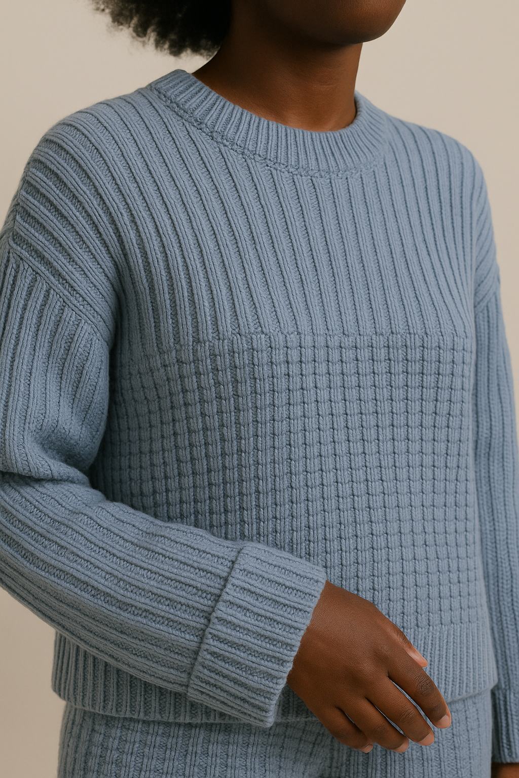 Blue Organic Cotton Sweater Oversized Eco Friendly Set