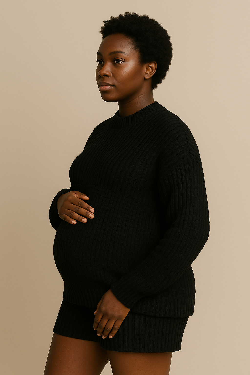 Black Organic Cotton Sweater Oversized Eco Friendly Set