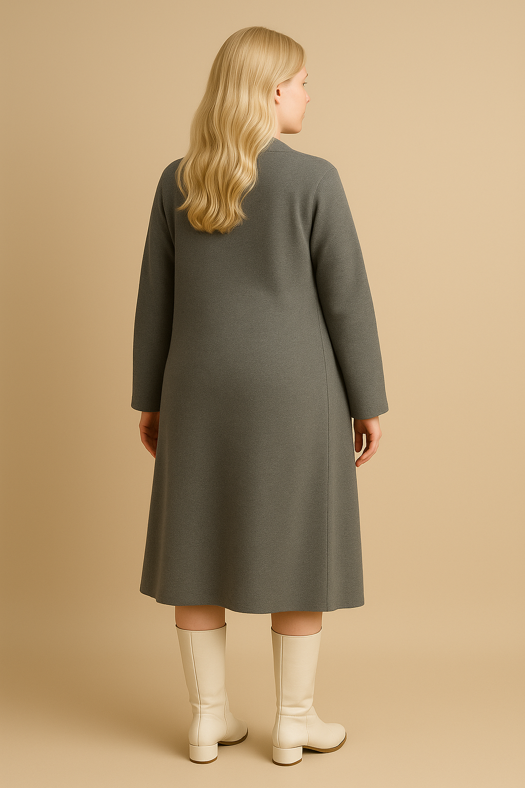 Open Front Longline Coat for Women in Gray