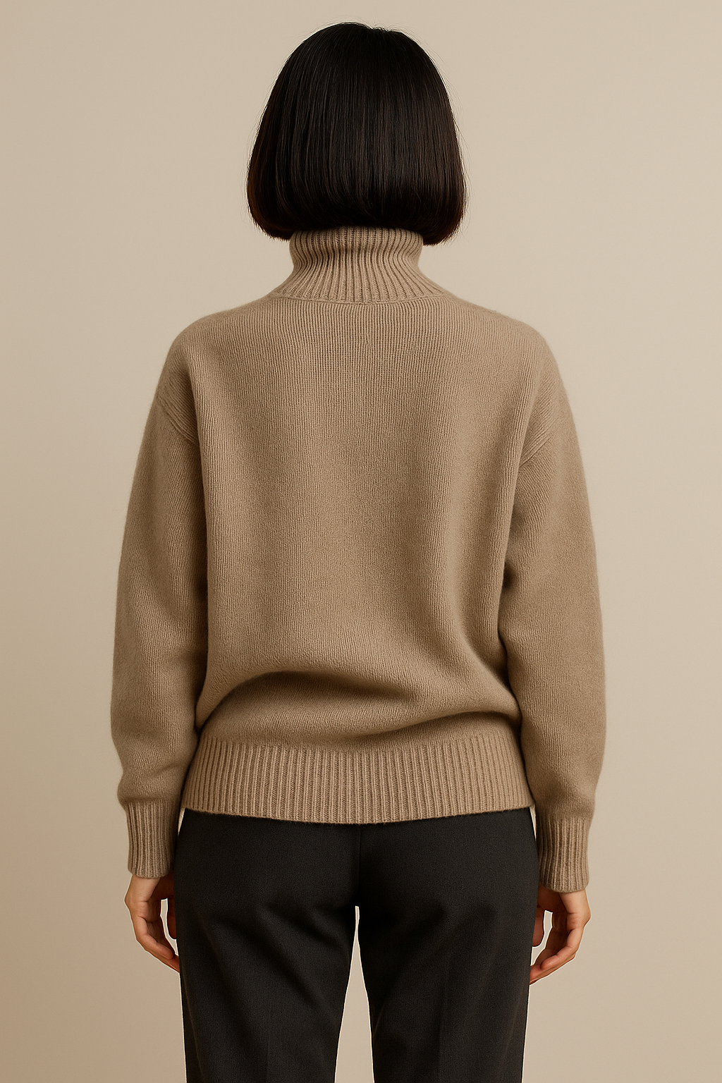 Maternity Cozy Cashmere-Touch Turtleneck Sweater in Khaki