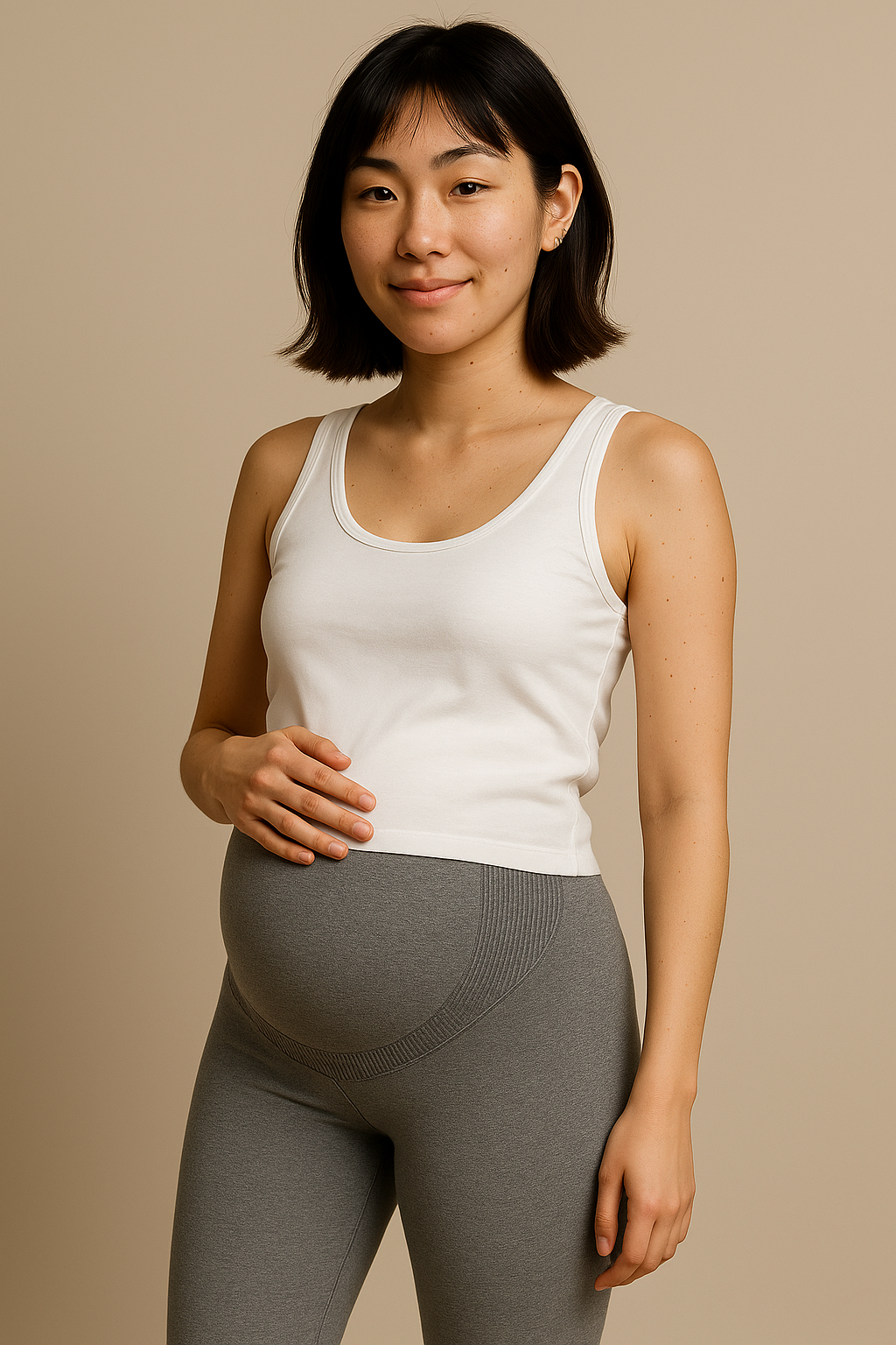 Gray Maternity Leggings with Belly Support
