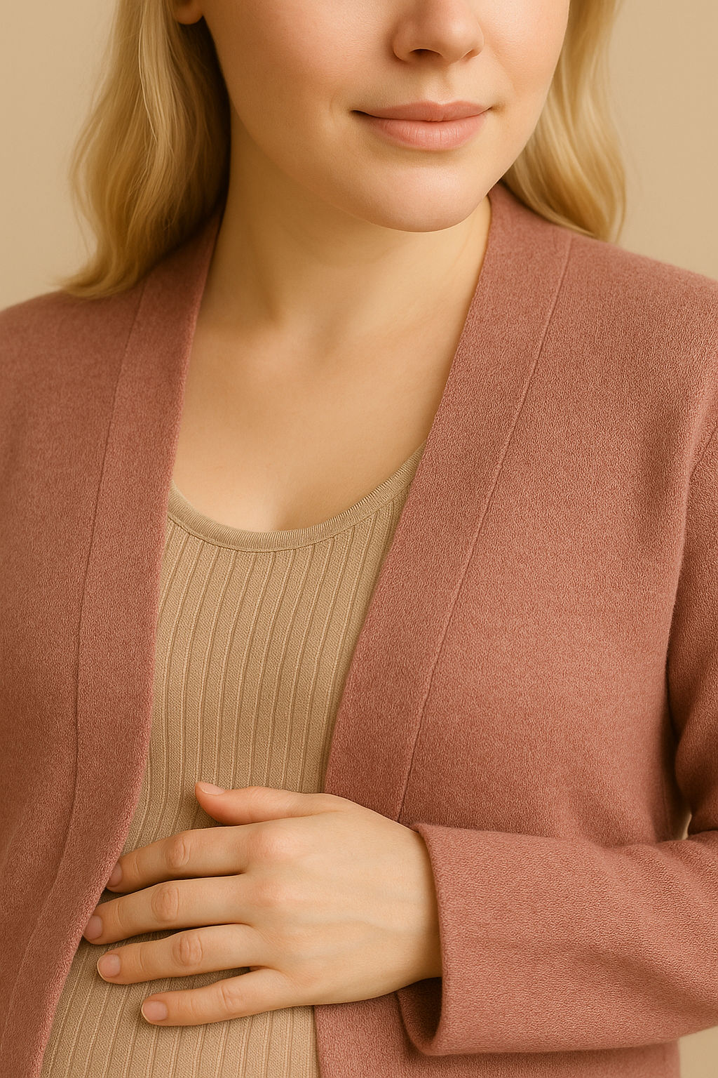 Open Front Longline Coat for Women in Pink