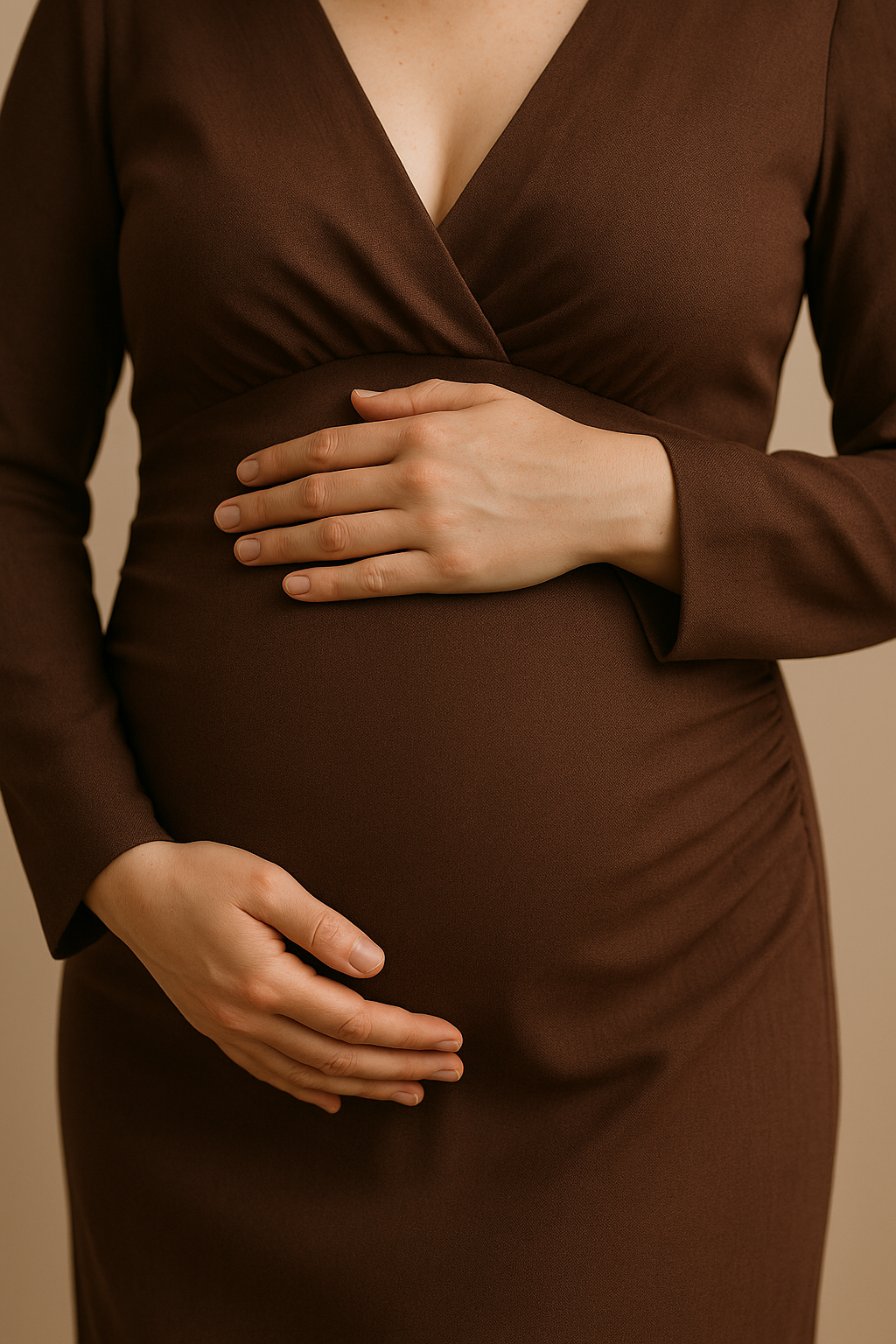 Embrace V-Neck Pleated Maternity Dress