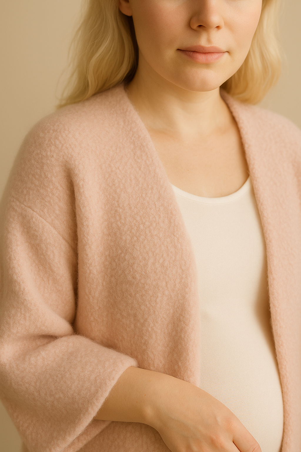 Baby Pink Cardigan Sweater Thick Imitation Mink Fleece