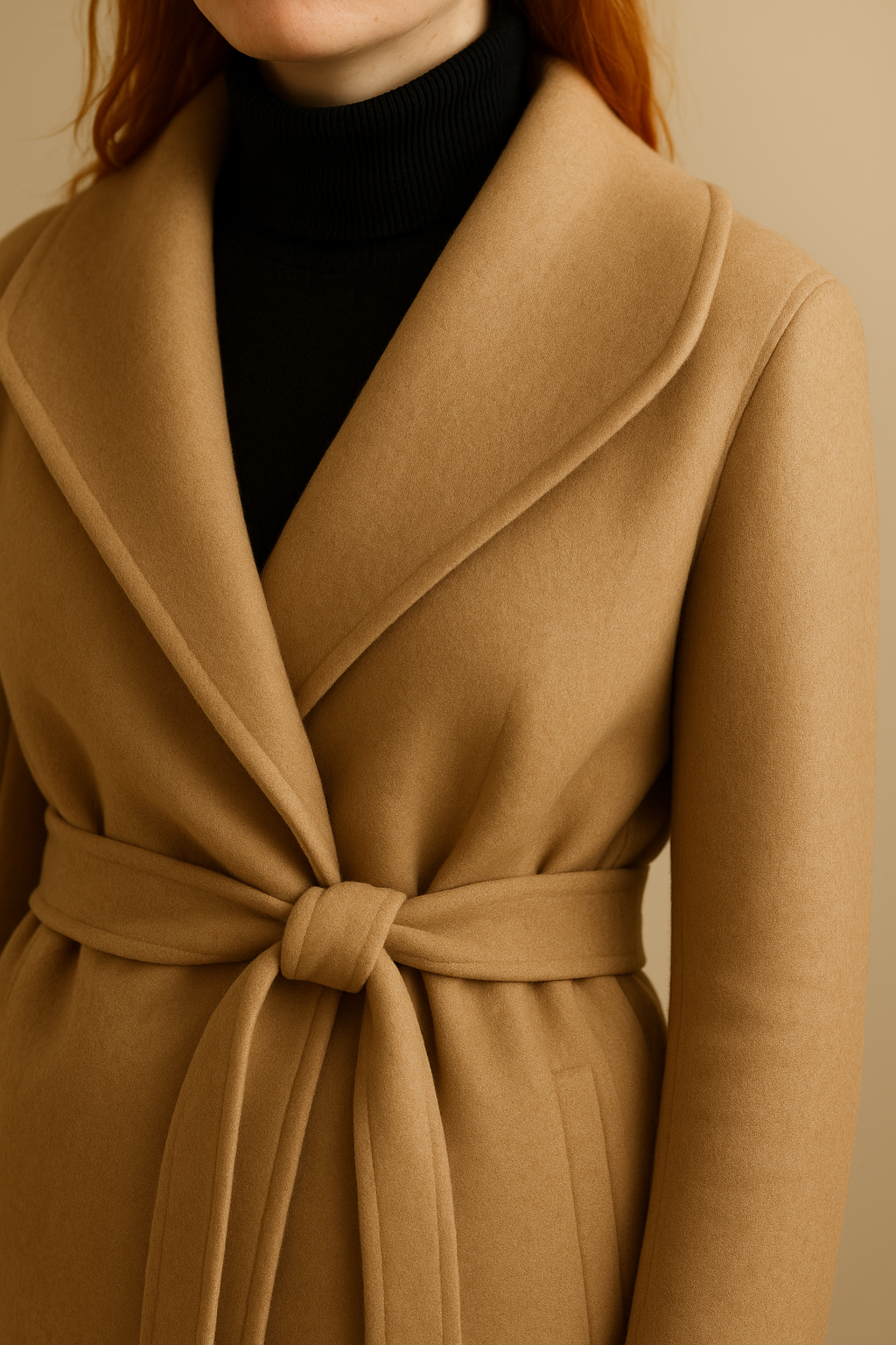 Women’s Wool Hooded Coat Premium Jacket in Khaki