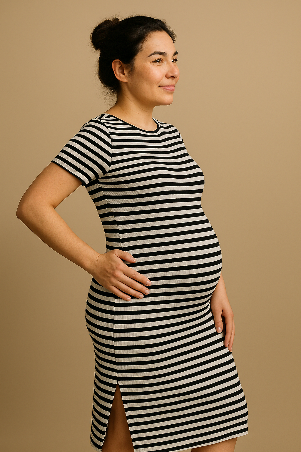 Casual Striped Short Sleeve Maternity Dress