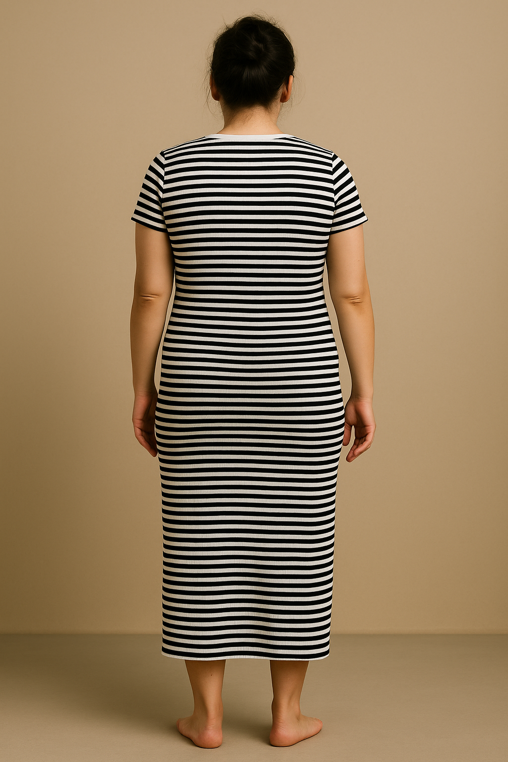 Casual Striped Short Sleeve Maternity Dress