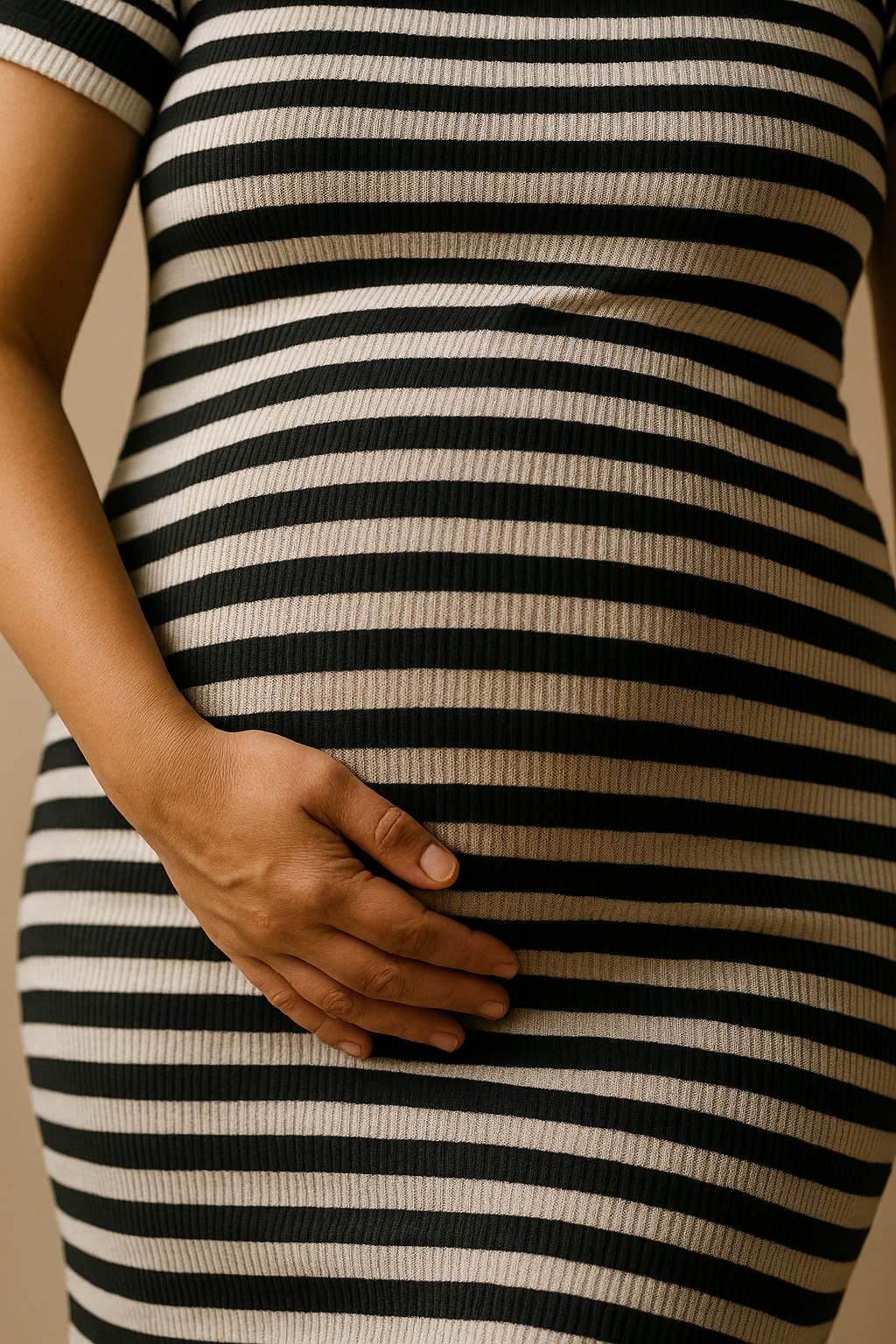 Casual Striped Short Sleeve Maternity Dress