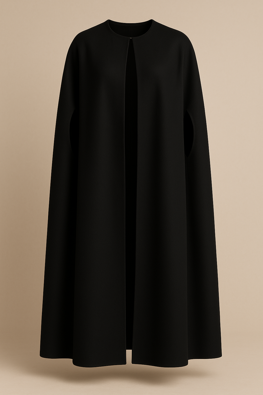 Women's Open Wool Blend Cloak Coat in Black