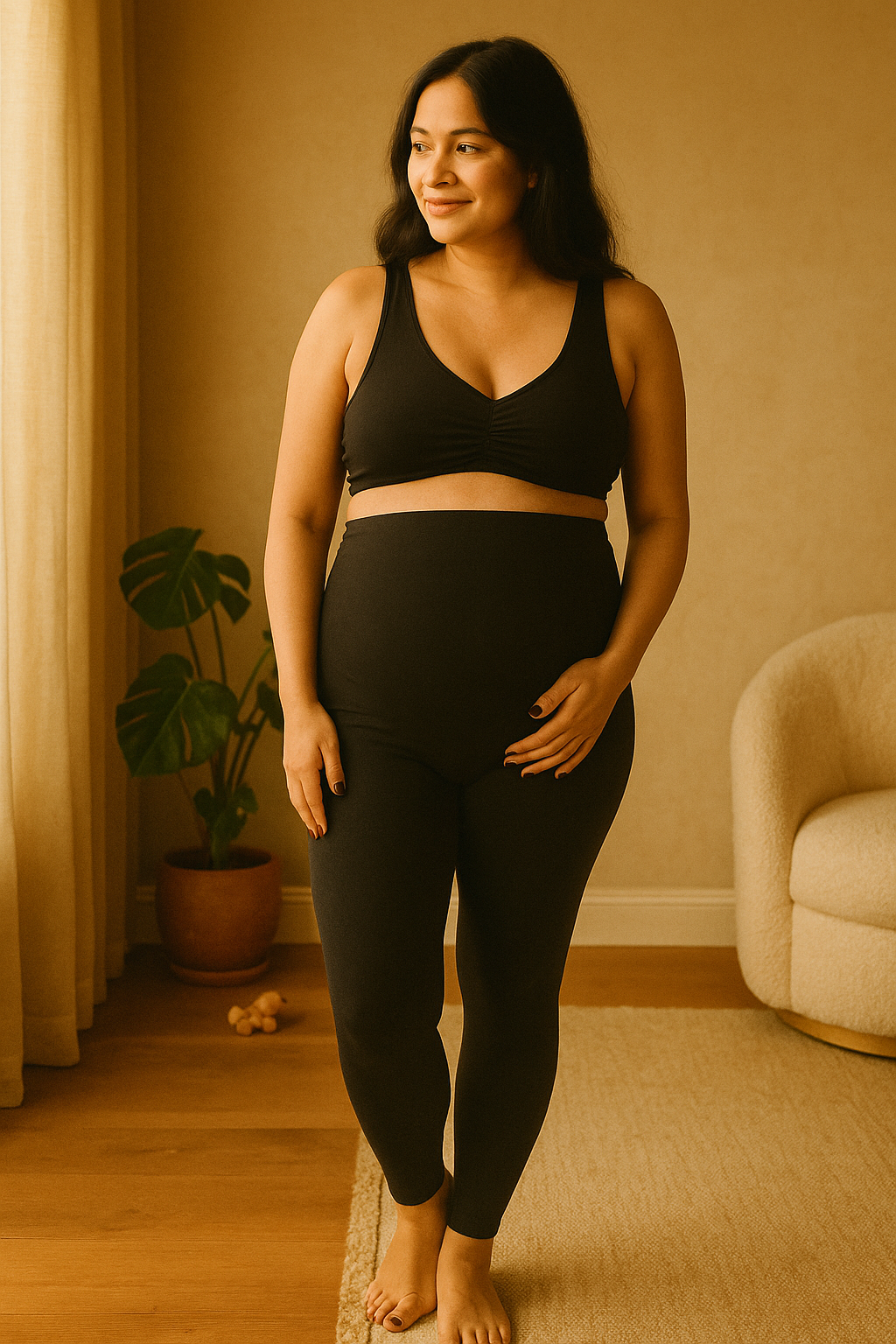 Supportive Maternity Fitness Leggings – Soft Stretch for Before & After