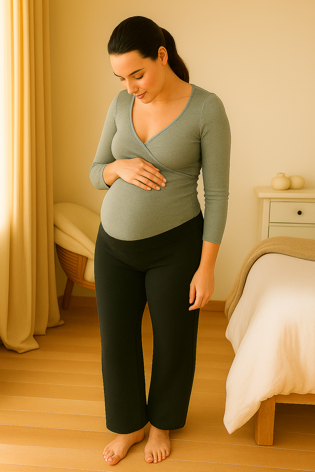 Maternity Lounge Pants – Over-Bump Waist & Soft Knit Comfort