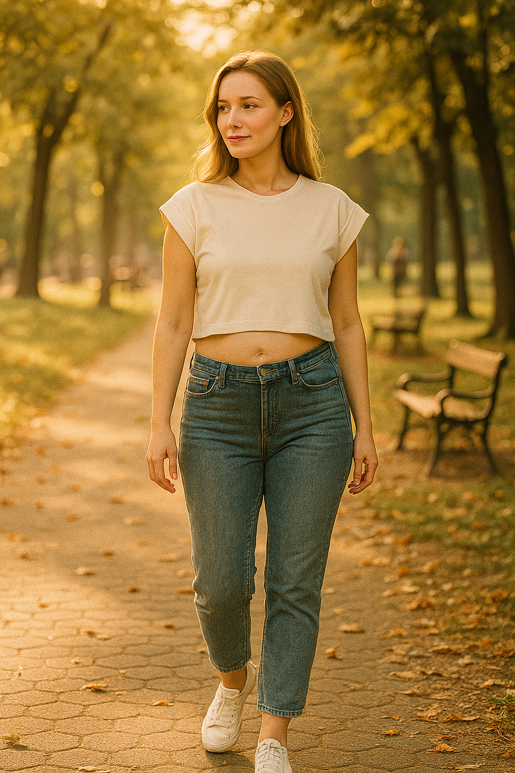 Ruched Cropped Active Tee – Slim Fit with Soft Stretch