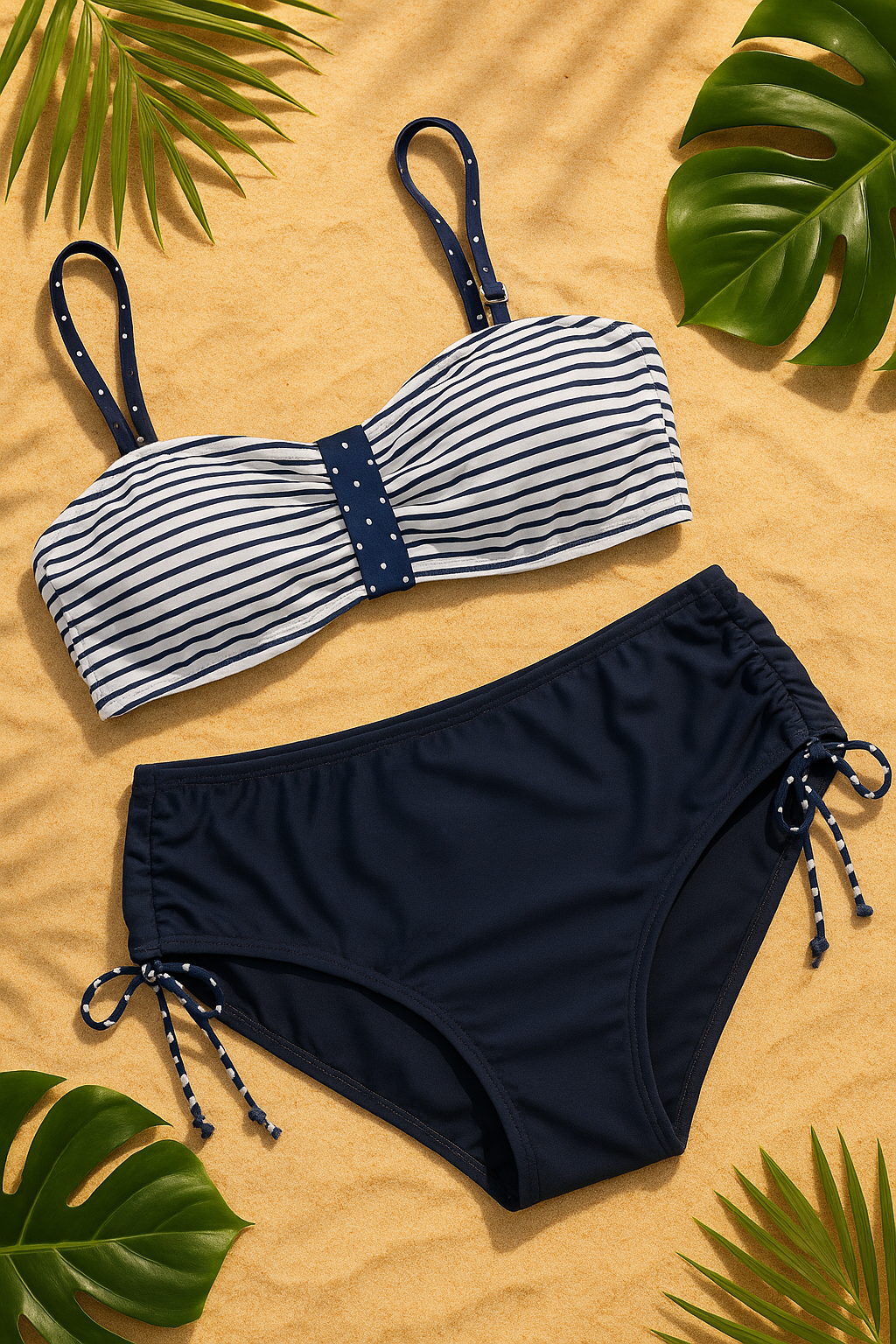 Striped Maternity Bikini – Soft Stretch, Adjustable Comfort