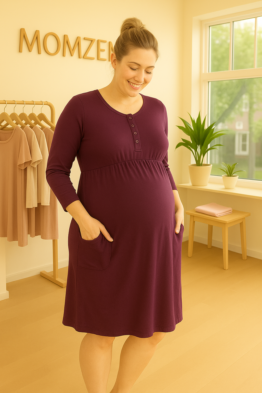 Bamboo Nursing Nightgown – Snap-Front Calm for Postpartum Nights