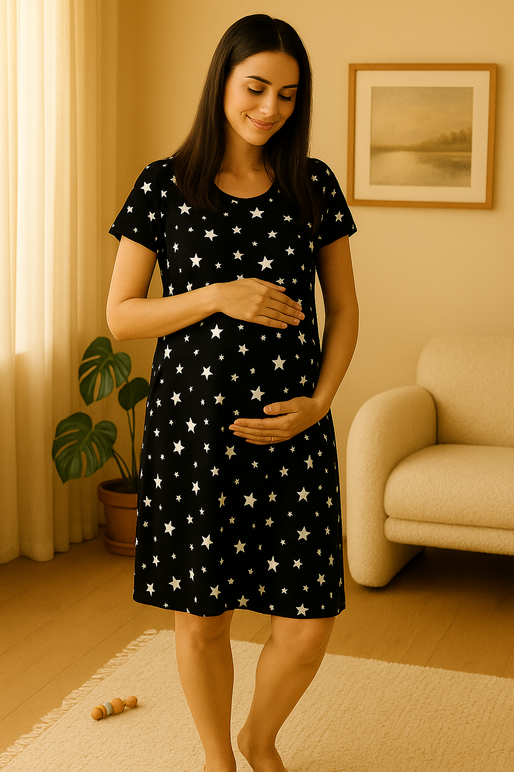 Maternity Nursing Gown – Soft Labor & Delivery Dress with Easy Access