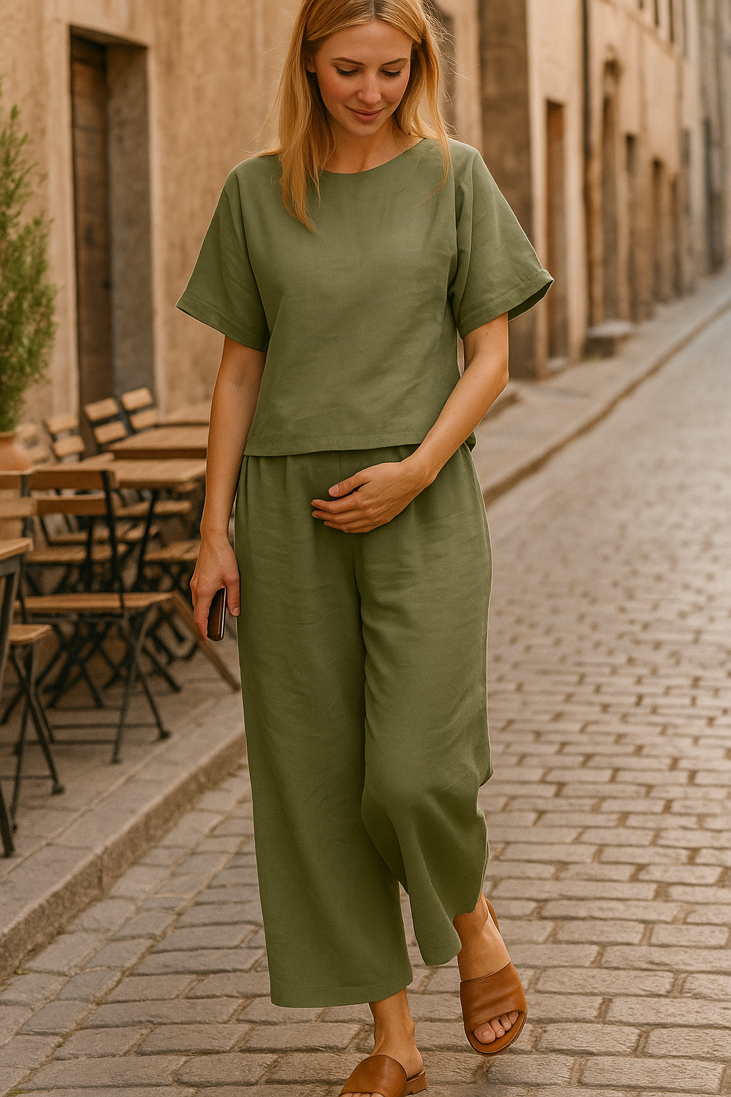 Elegant Two Piece Pants Set Wide Leg