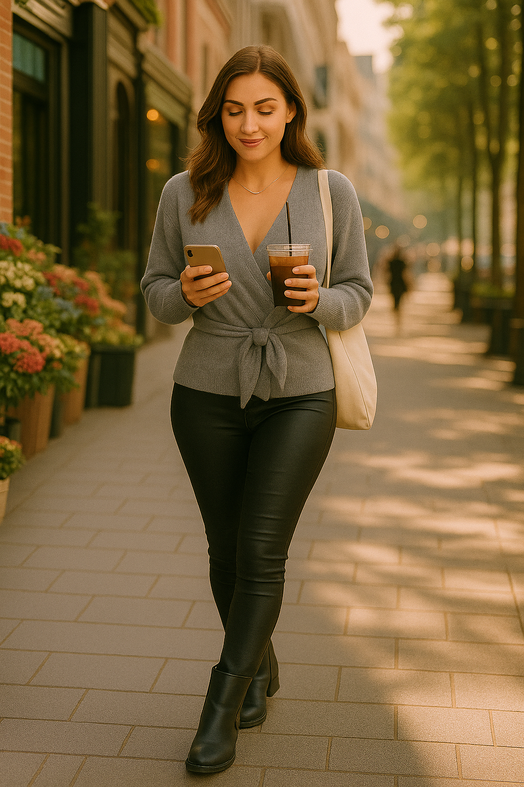 Soft Knit Sweater Tie Side Sleeve Style