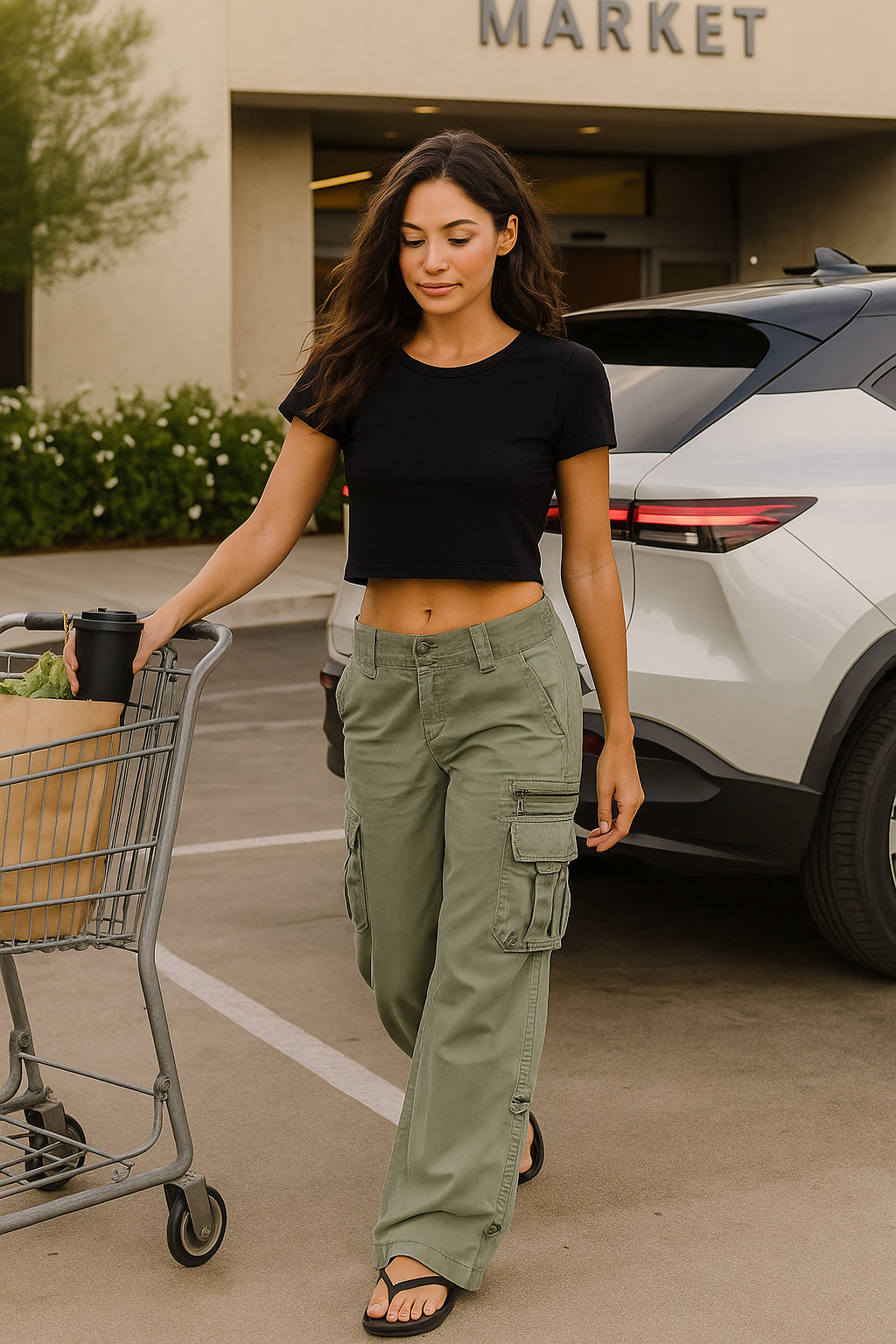 Cargo Pants for Women Cropped Multi Pocket Trousers