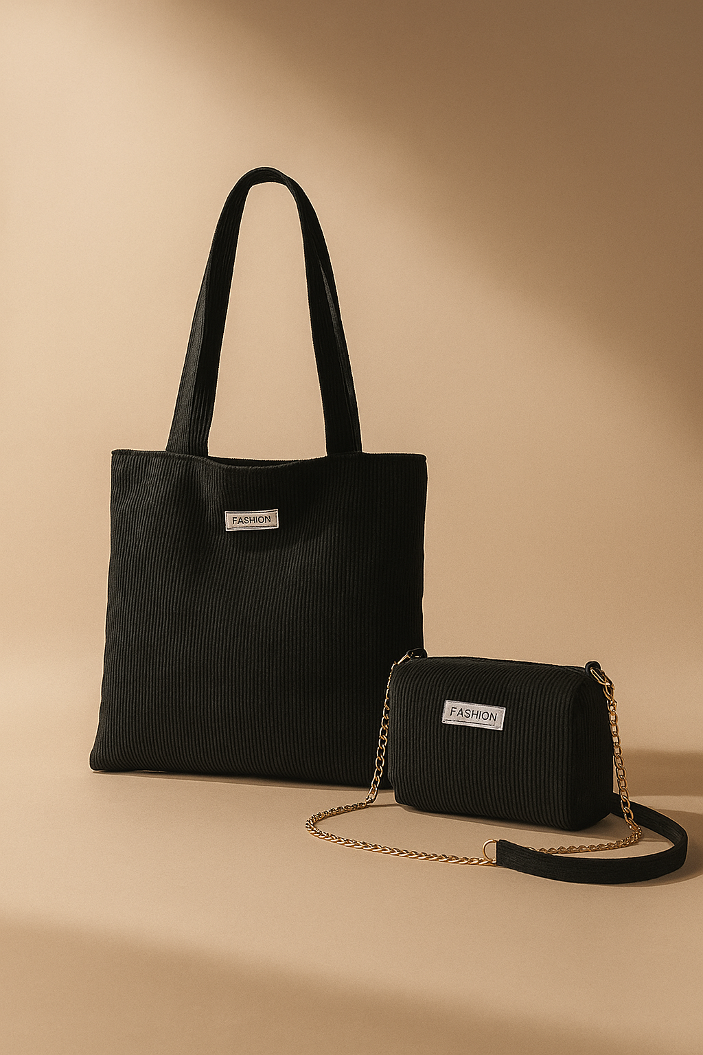 Corduroy Two Piece Tote and Sling Bag Set