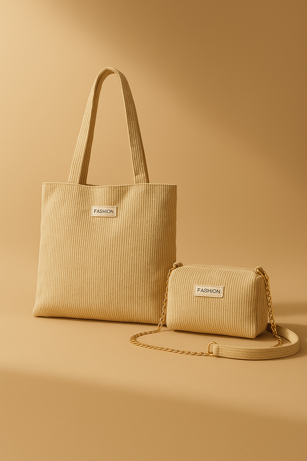 Corduroy Two Piece Tote and Sling Bag Set