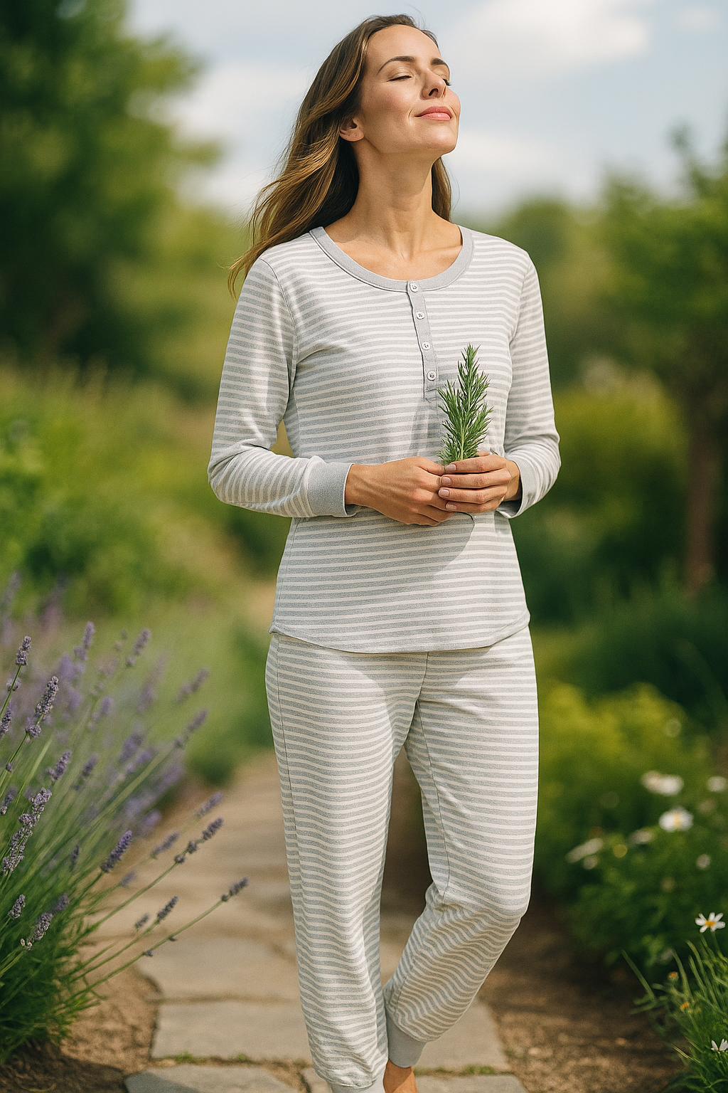 Full Sleeve Maternity Pajama Set – Bamboo Cotton with Nursing Access