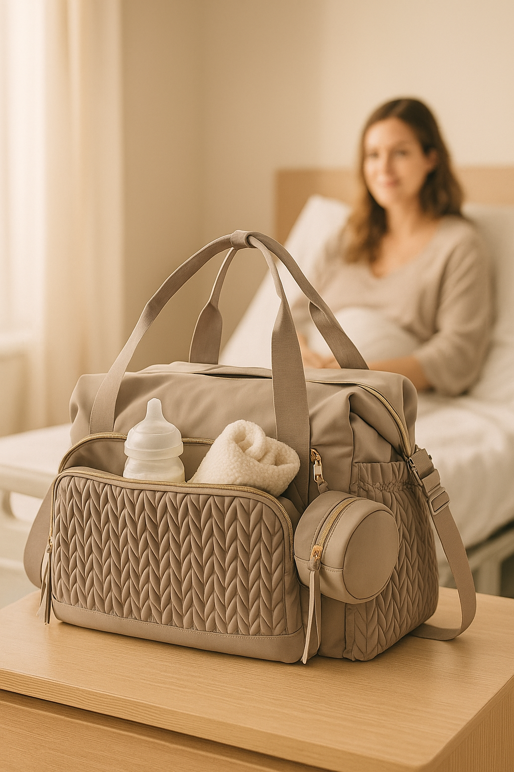 Large Waterproof Diaper Bag Tote with Pacifier Case – Versatile Baby Changing Bag for Hospital & Travel